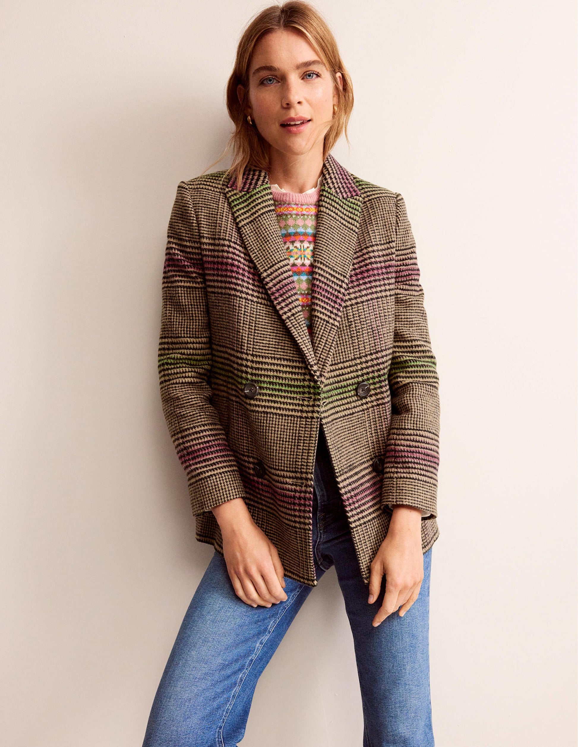 Double-Breasted Checked Coat-Check-1