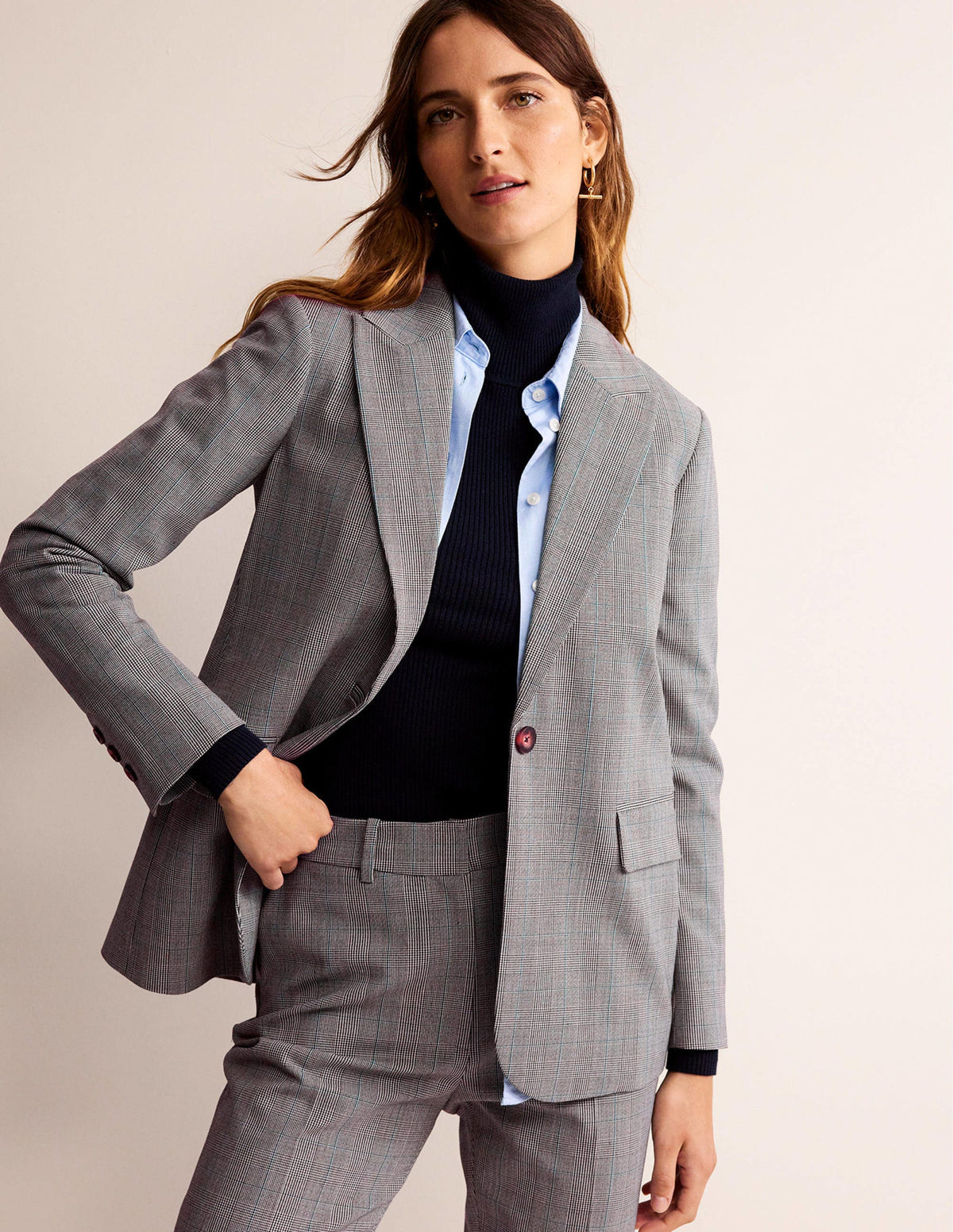 Bloomsbury Wool Blazer-Grey Check-1
