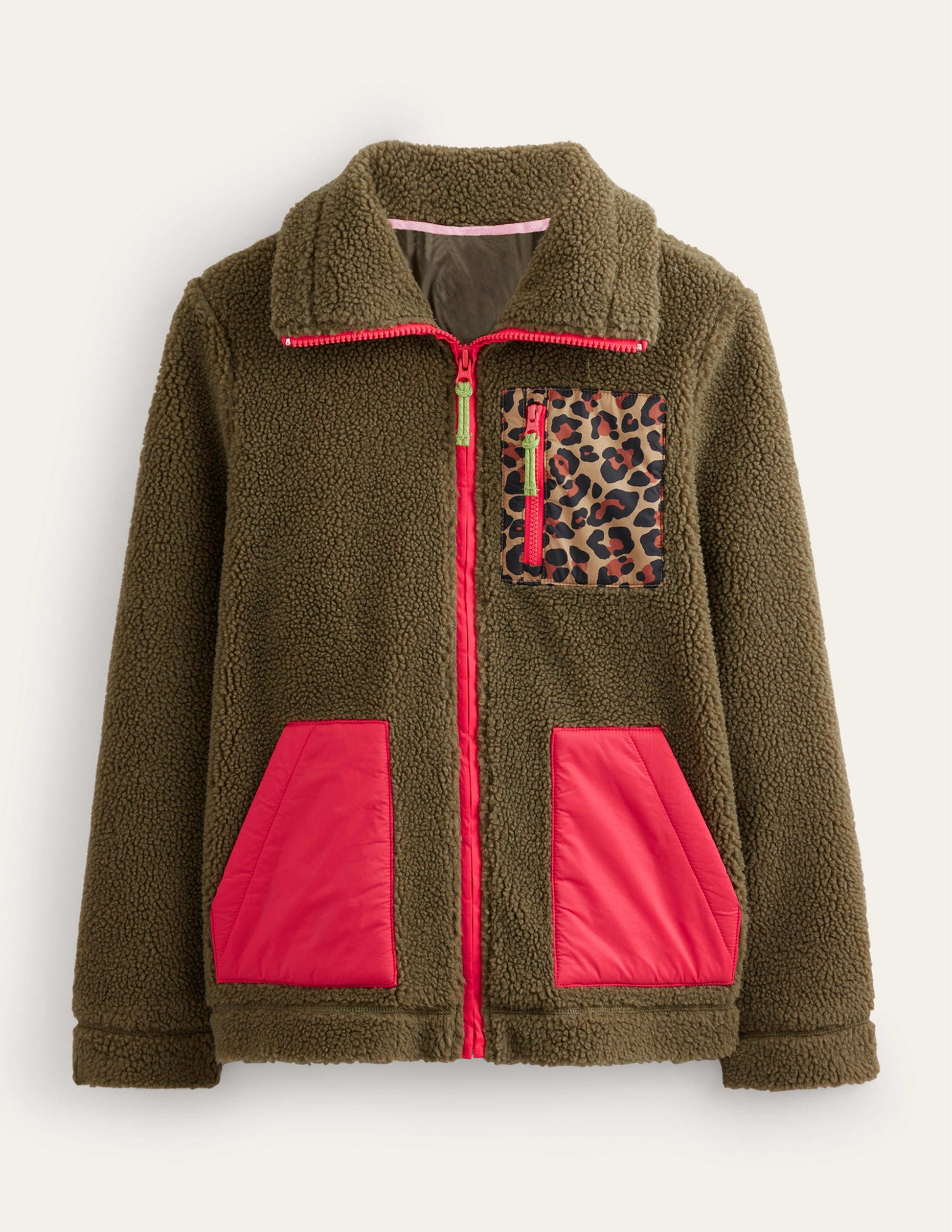 Funnel-Neck Borg Jacket-Mermaid, Hibiscus, Leopard-6