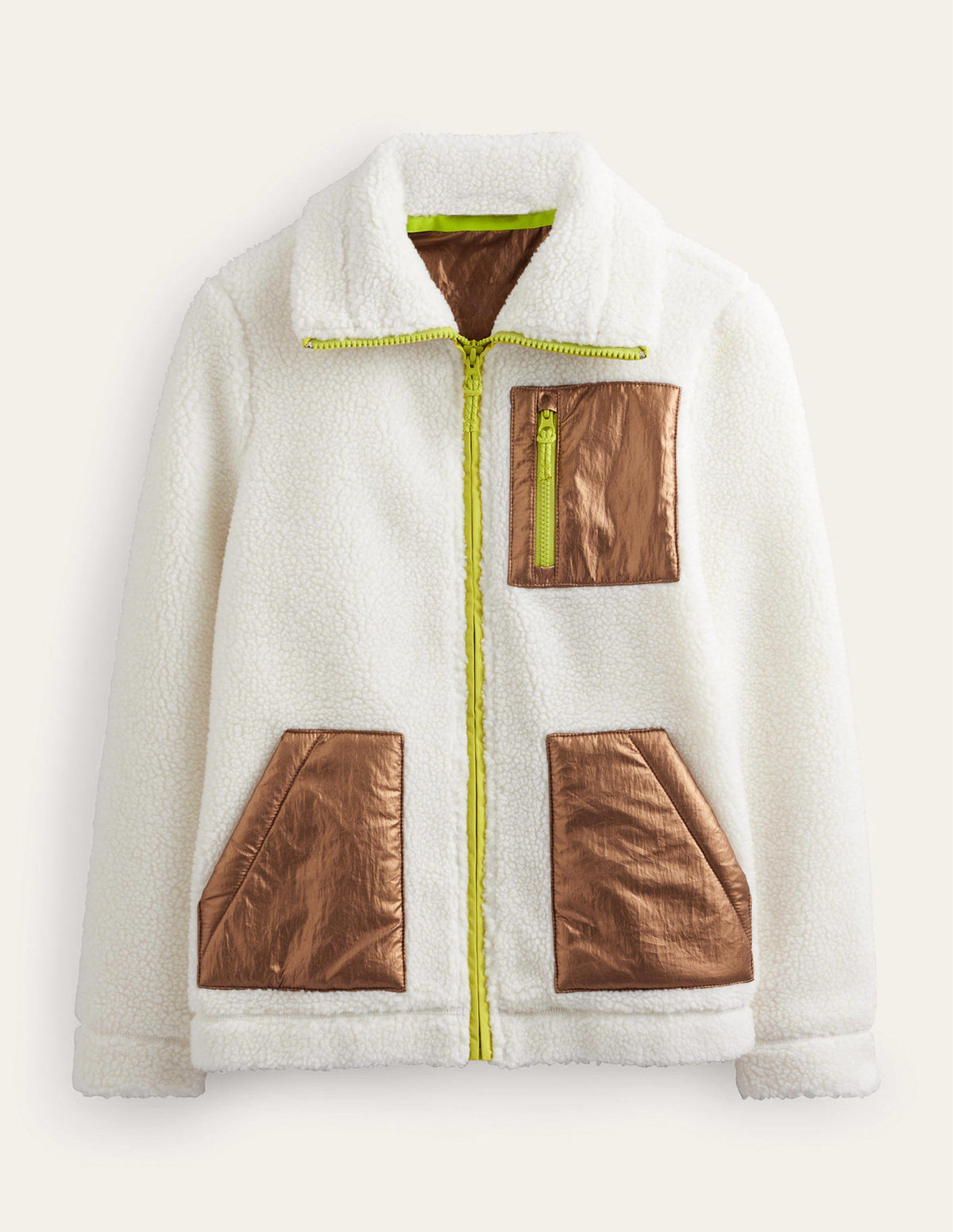 Funnel-Neck Borg Jacket-Ivory, Metallic-7