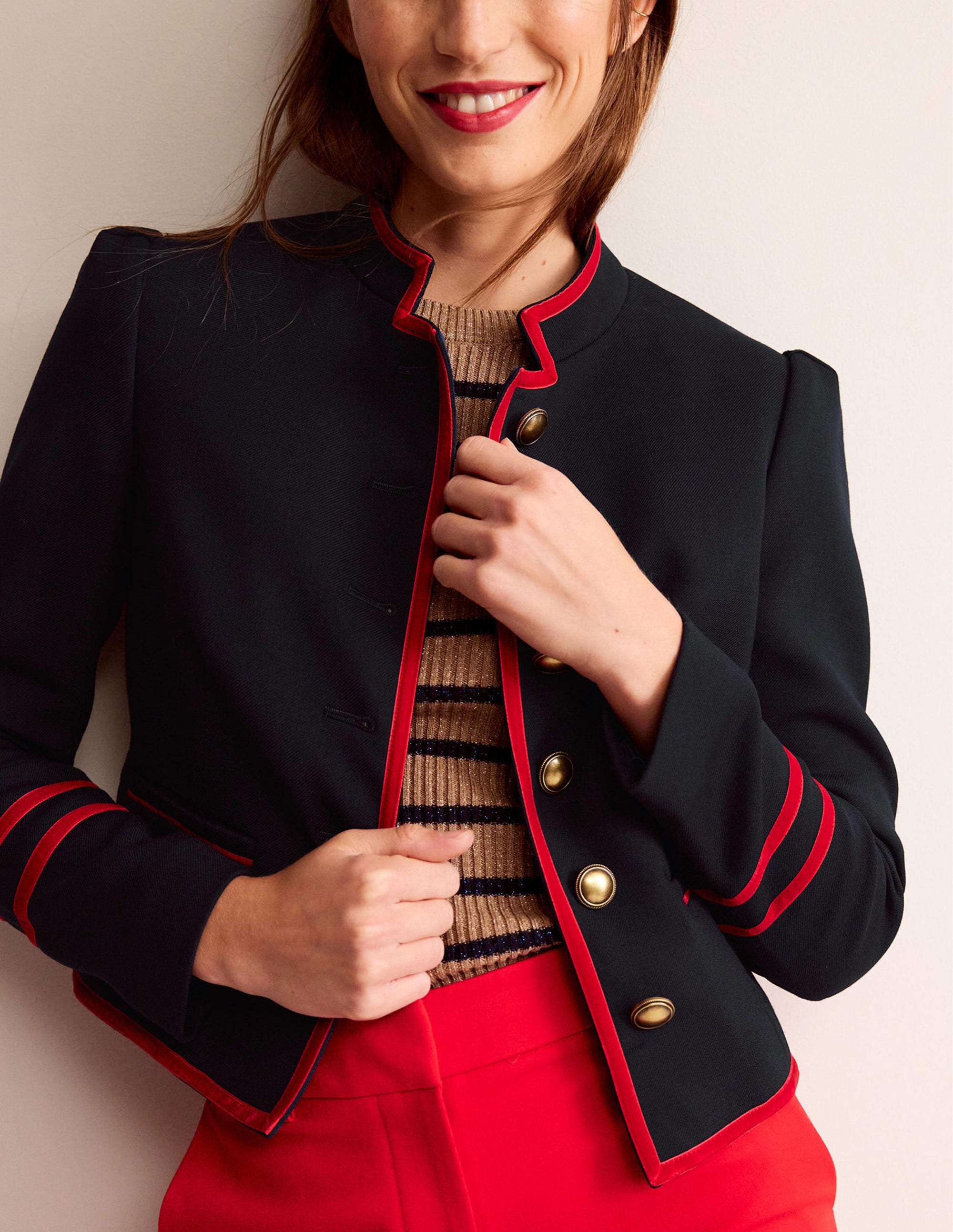 Cambridge Military Jacket-French Navy,Red Trim - Image 3