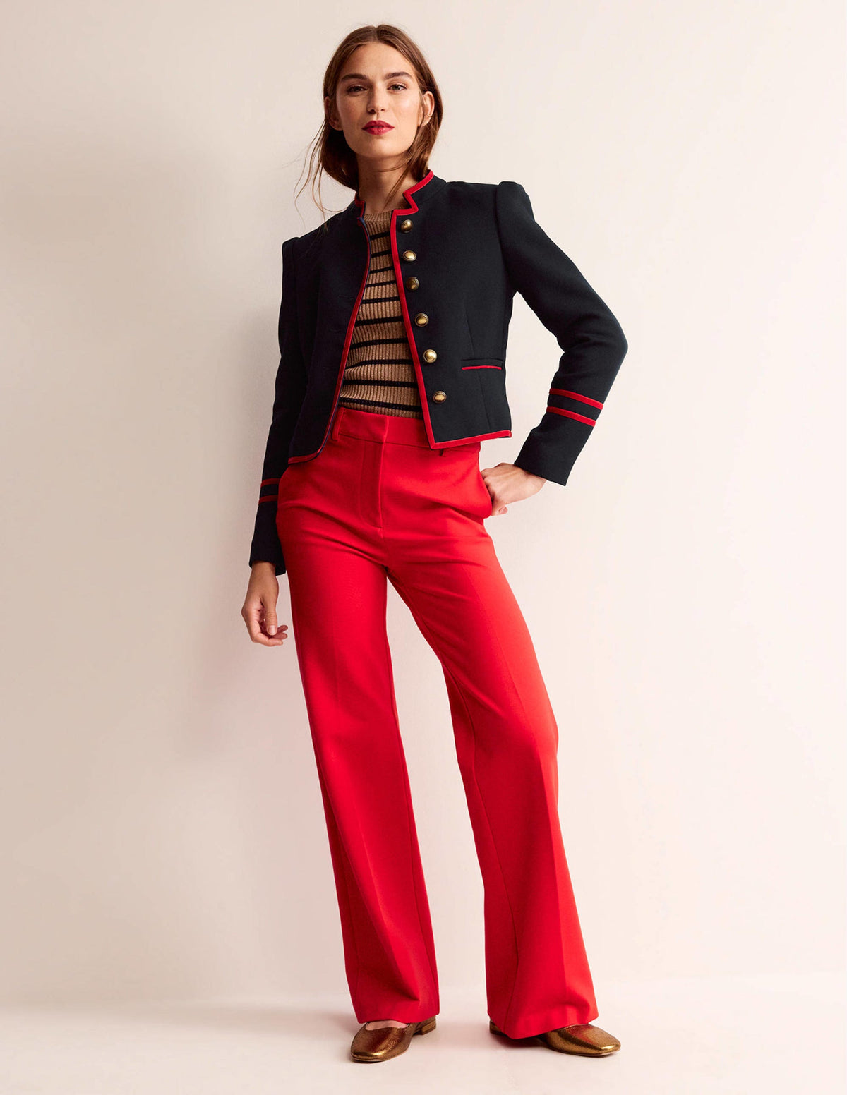 Cambridge Military Jacket-French Navy,Red Trim - Image 4