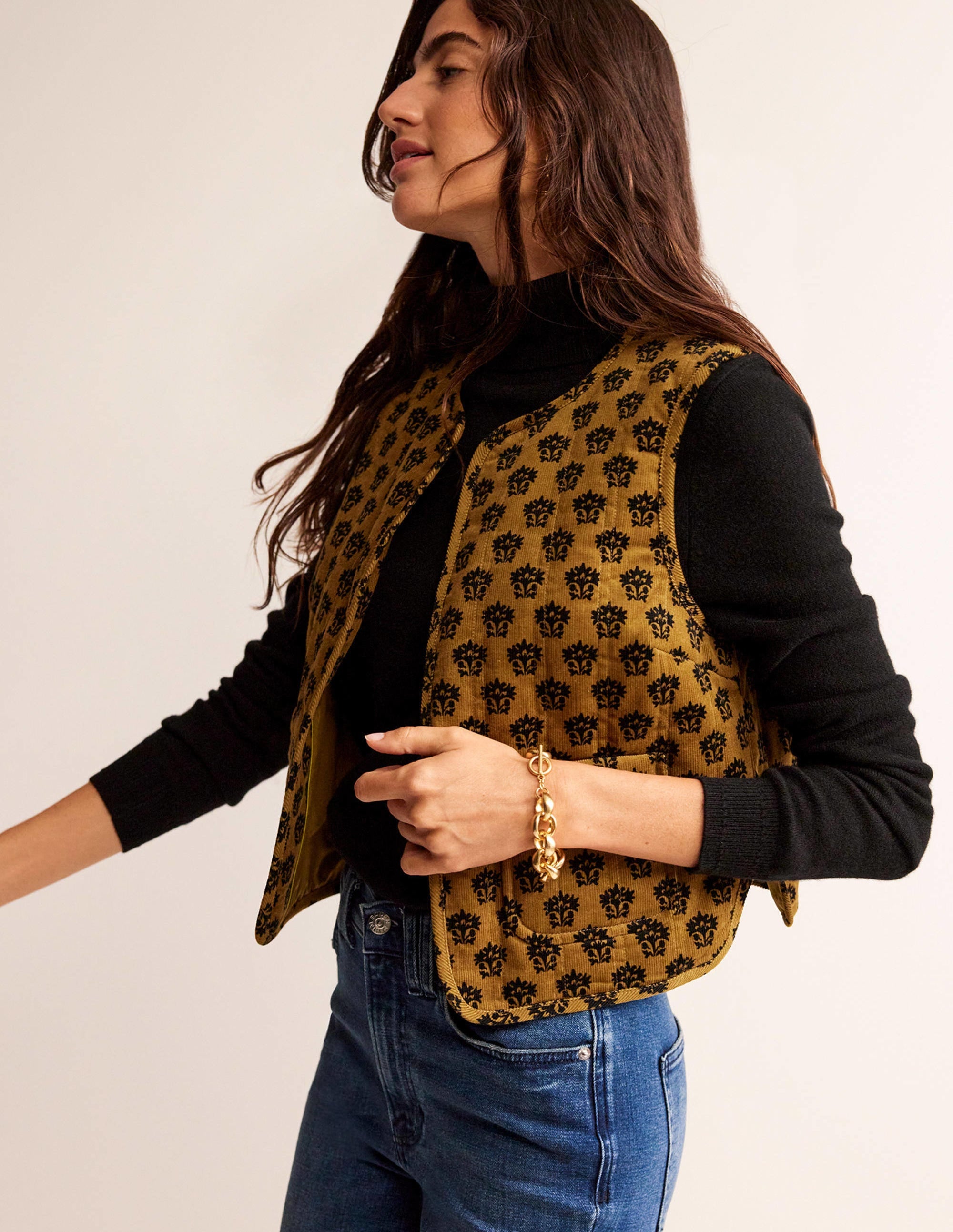 Cord Vest-Golden Olive, Lily - Image 4
