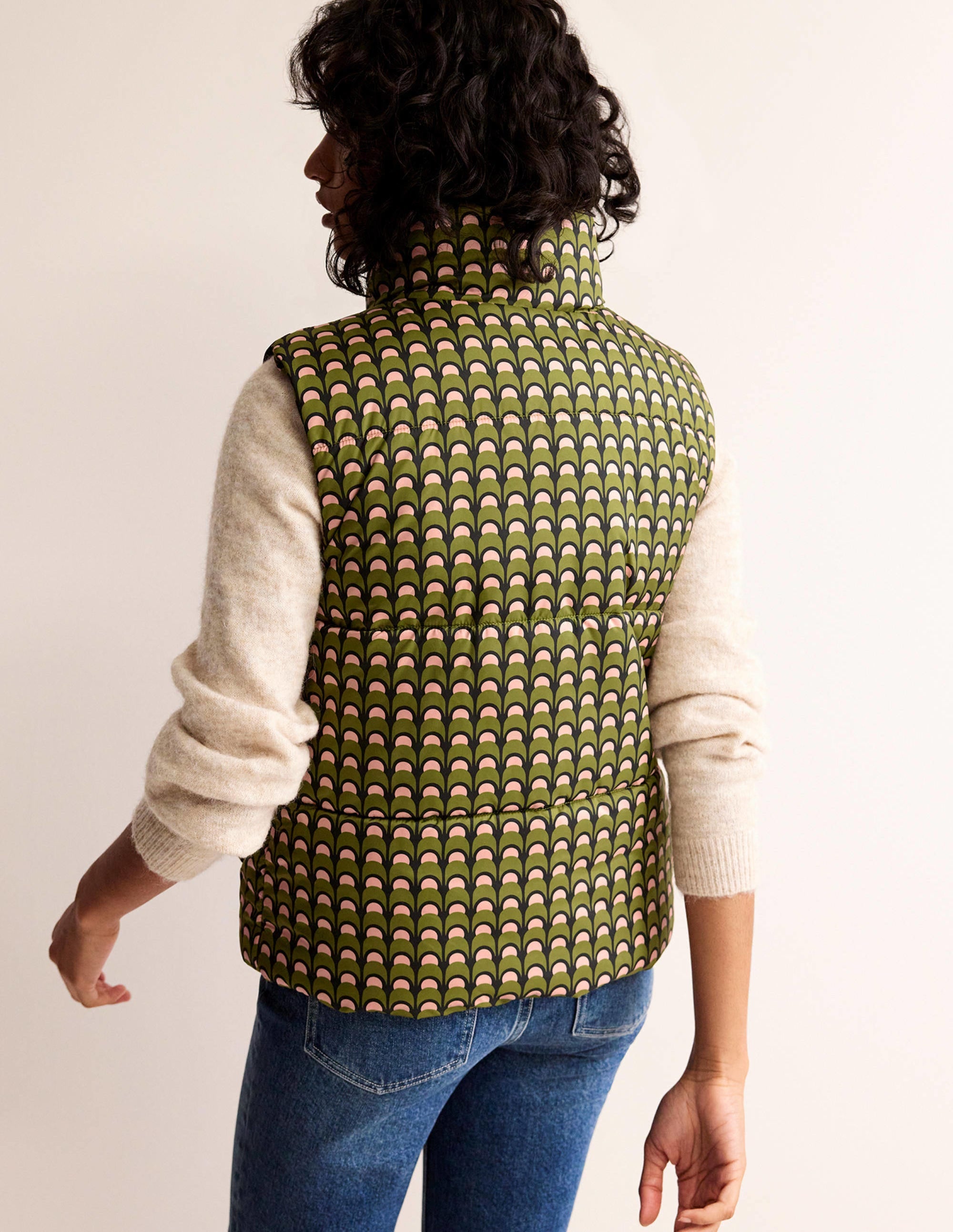 Fife Quilted Gilet-Chalky Pink, Geo Charm - Image 3