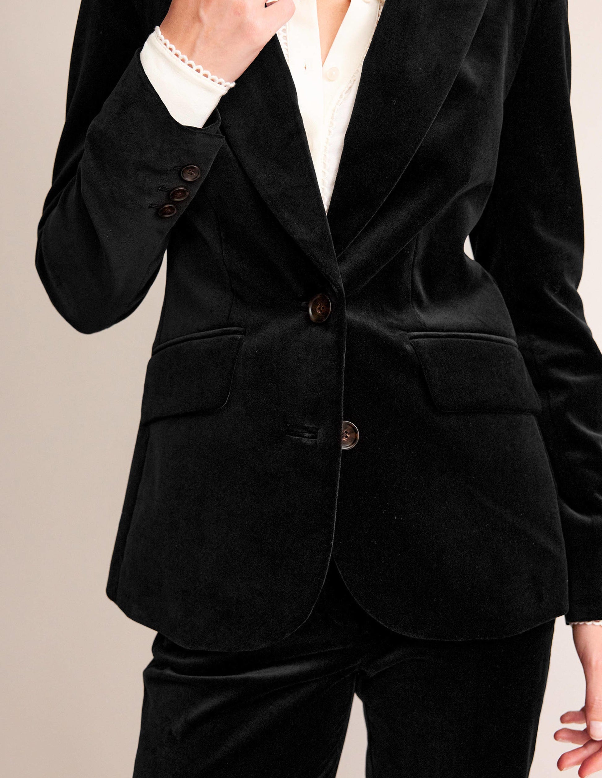 Marylebone Velvet Blazer-Black-2