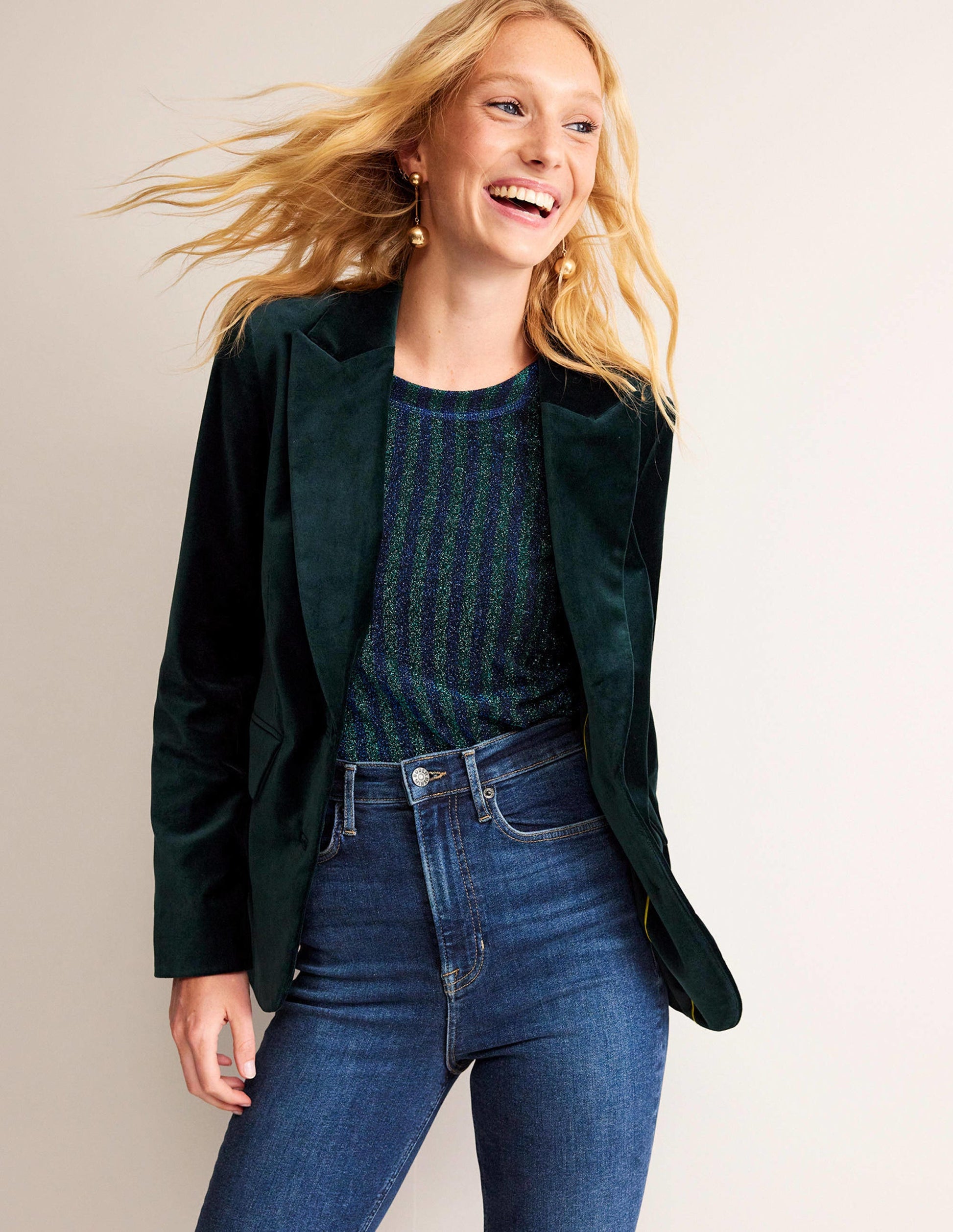 Marylebone Velvet Blazer-Trekking Green-1