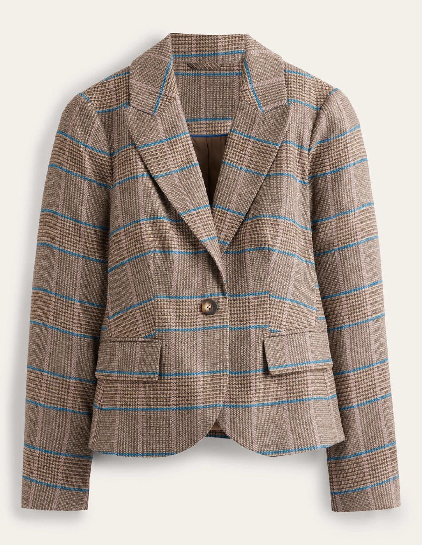 Canonbury Wool Blazer-Camel and Pink Prince of Wales