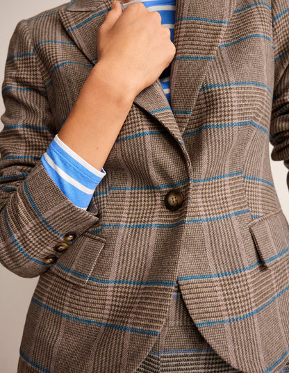 Canonbury Wool Blazer-Camel and Pink Prince of Wales-2