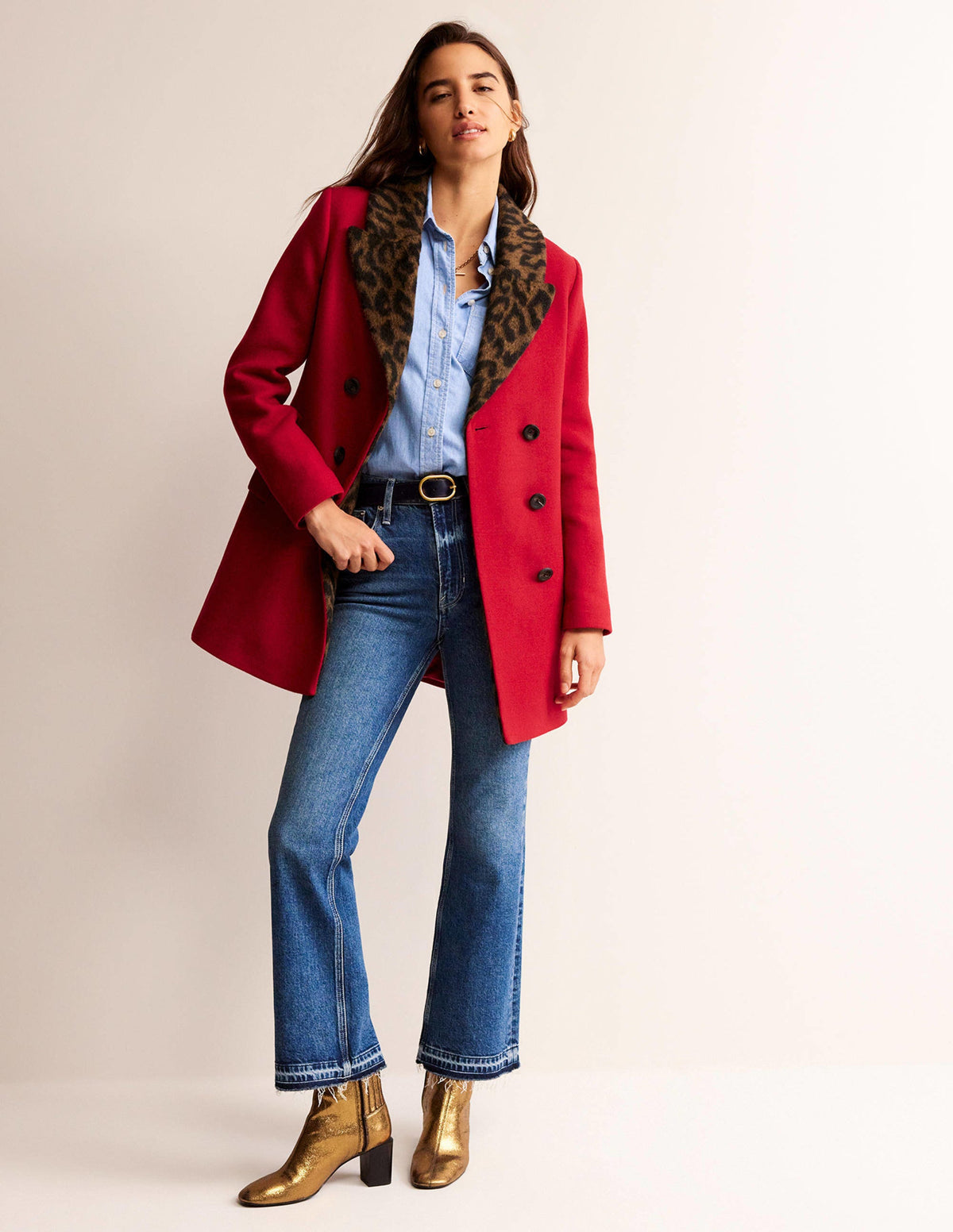 Double-Breasted Wool Coat-Brilliant Red - Image 1