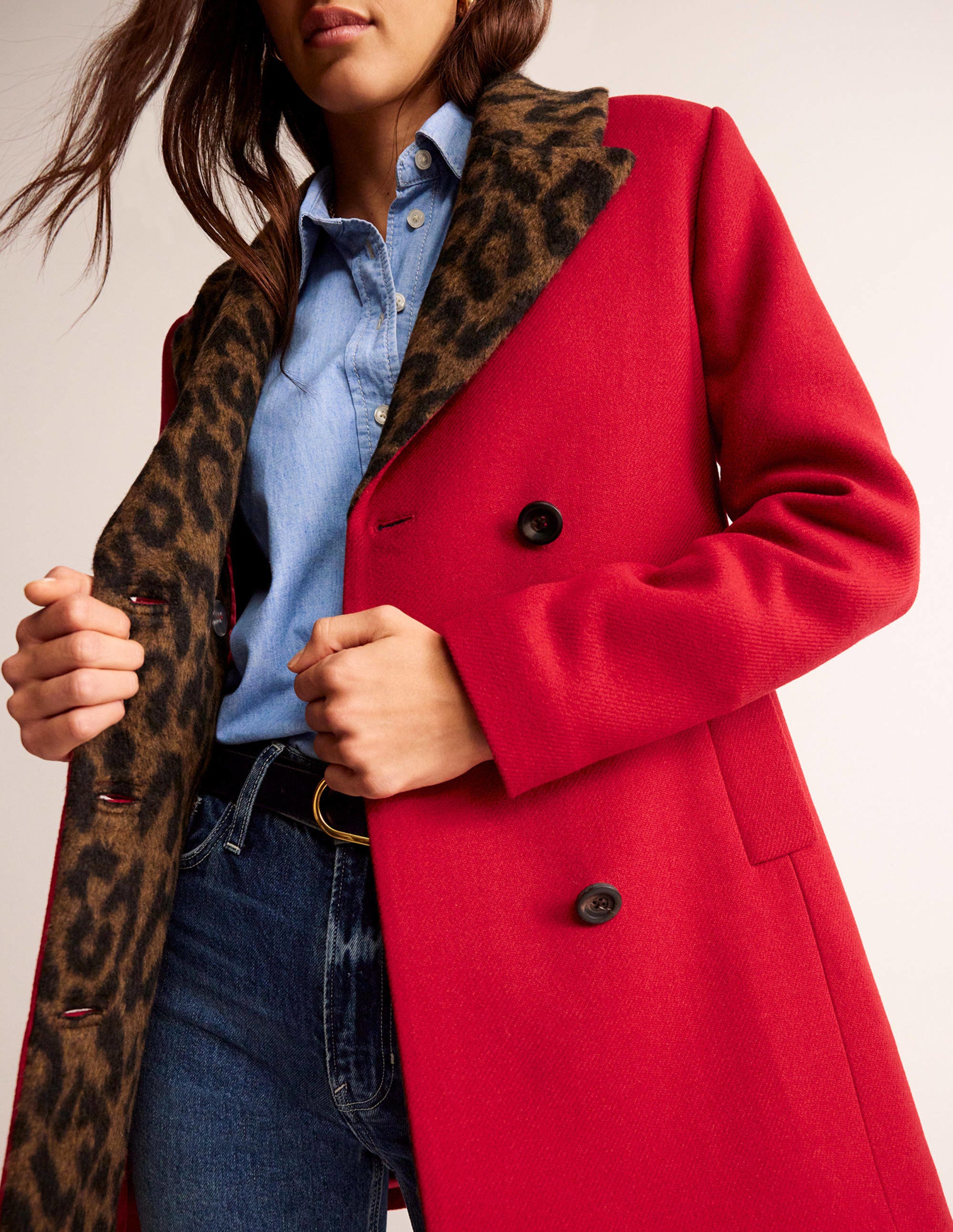 Double-Breasted Wool Coat-Brilliant Red - Image 2
