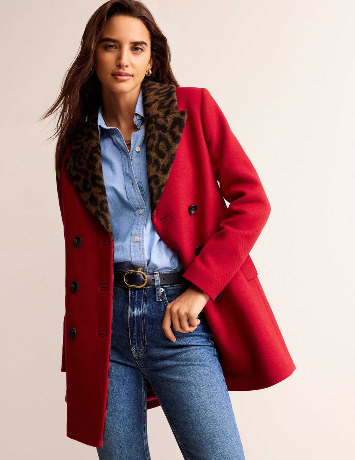 Double-Breasted Wool Coat-Brilliant Red - Image 5