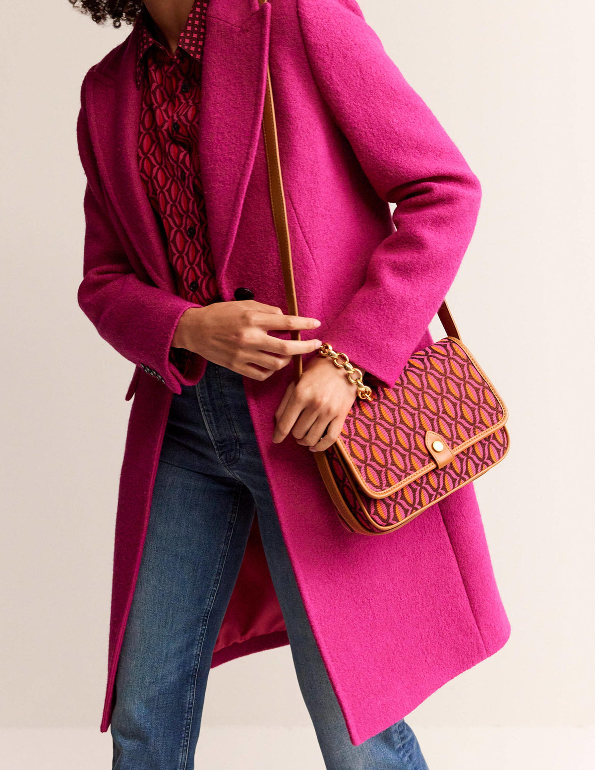 Structured Cross-Body Bag-Red Geo - Image 1