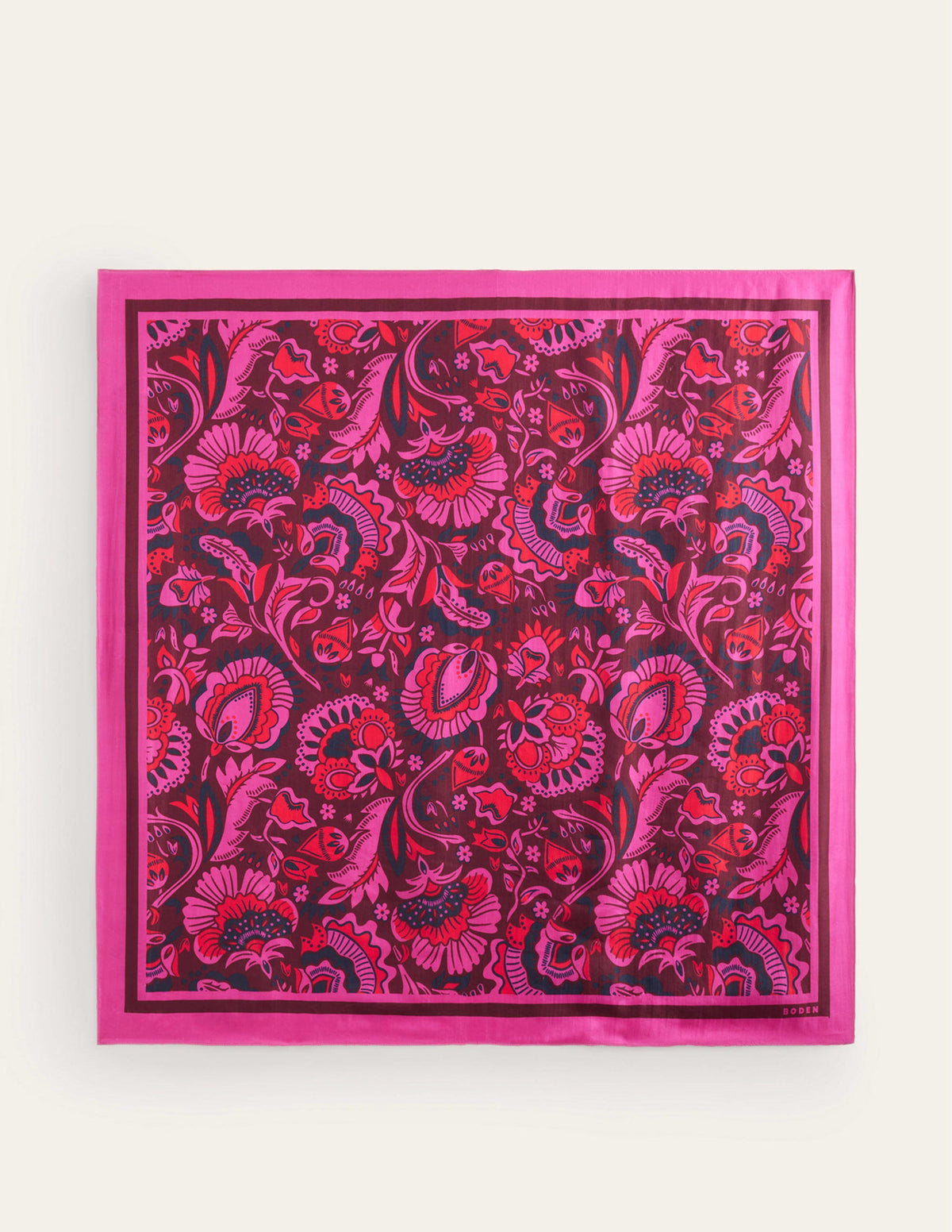 Large Square Silk Scarf-Burgundy Red, Florist Scarf-3