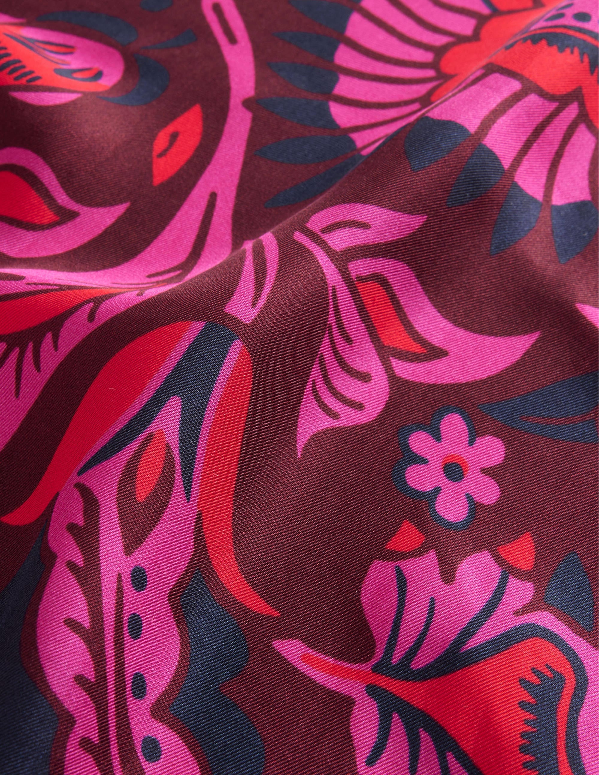 Large Square Silk Scarf-Burgundy Red, Florist Scarf - Image 4