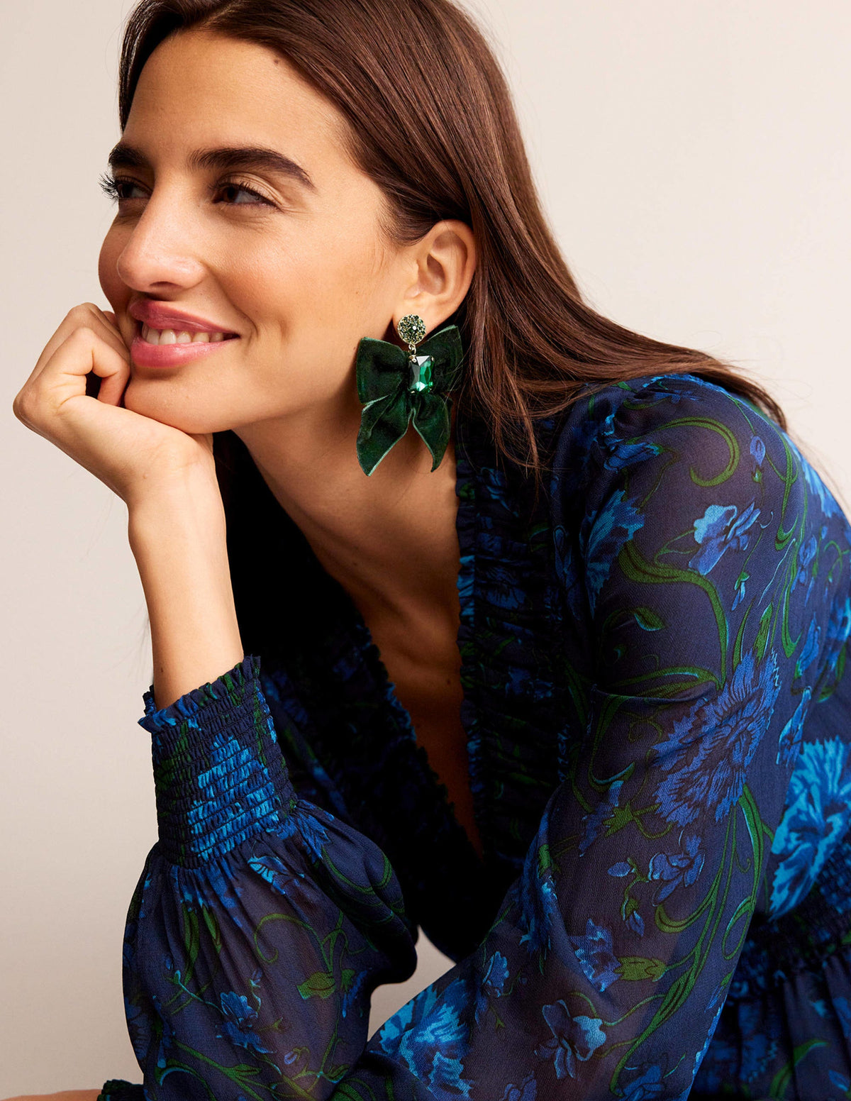 Party Bow Earrings-Chatsworth Green-1