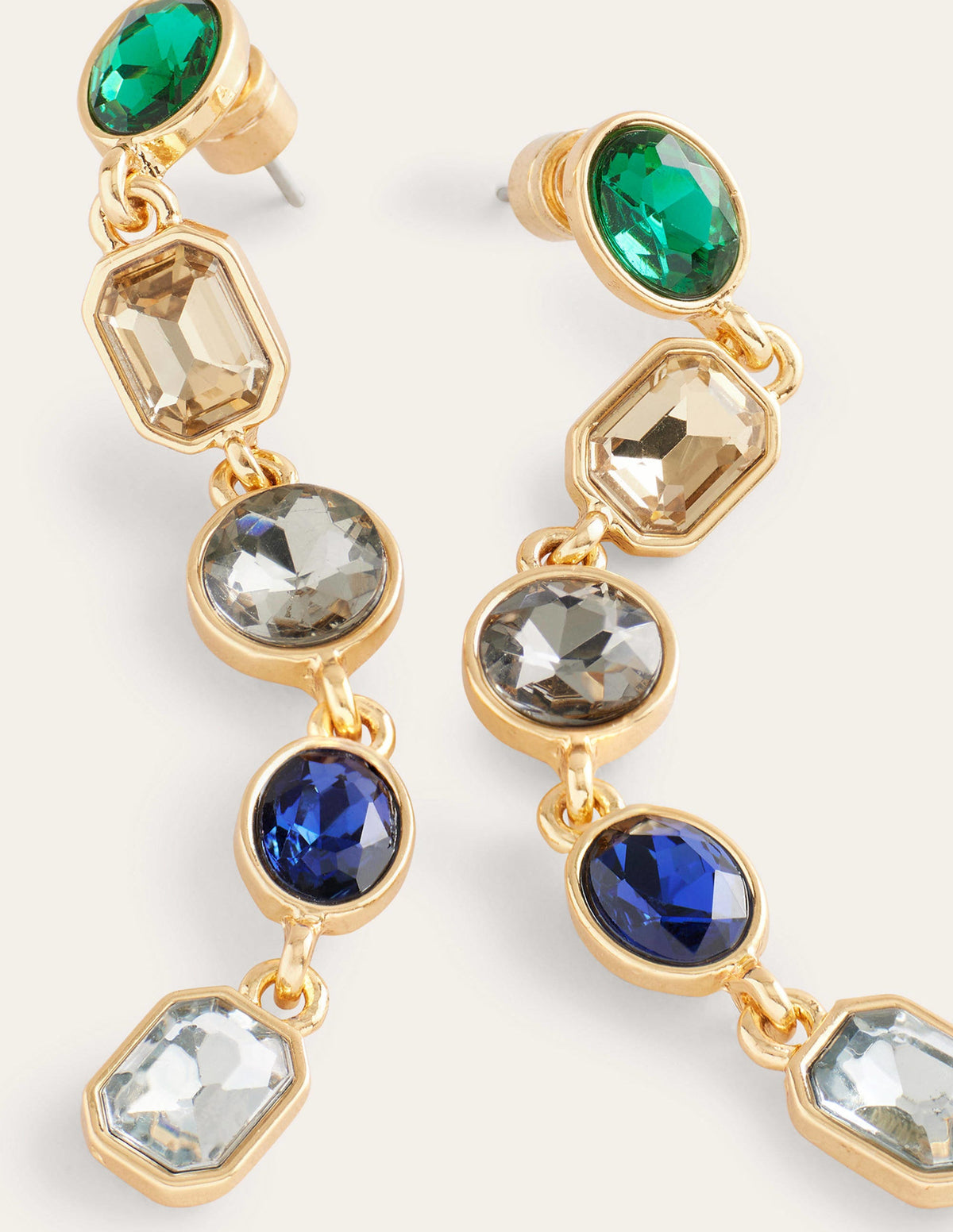 Jewelled Drop Earrings-Blue Multi - Image 3