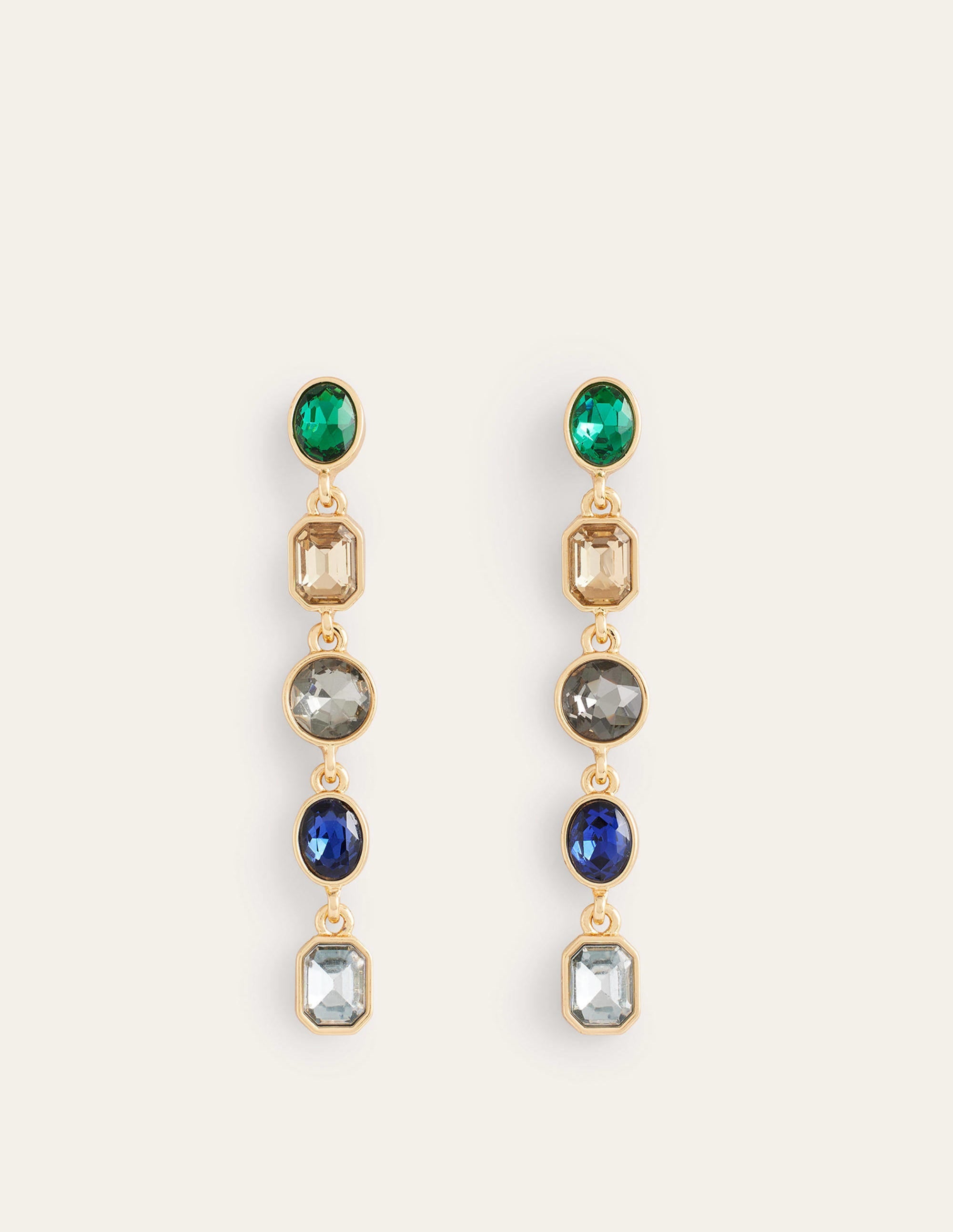 Jewelled Drop Earrings-Blue Multi - Image 2