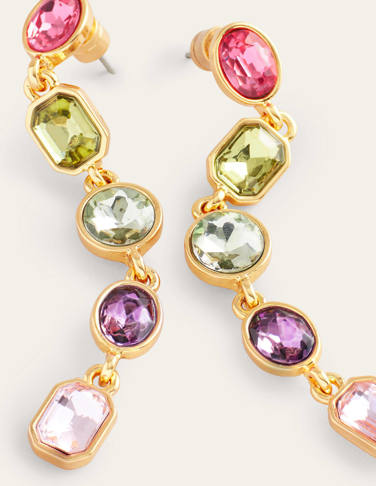 Jewelled Drop Earrings-Pink Multi-3