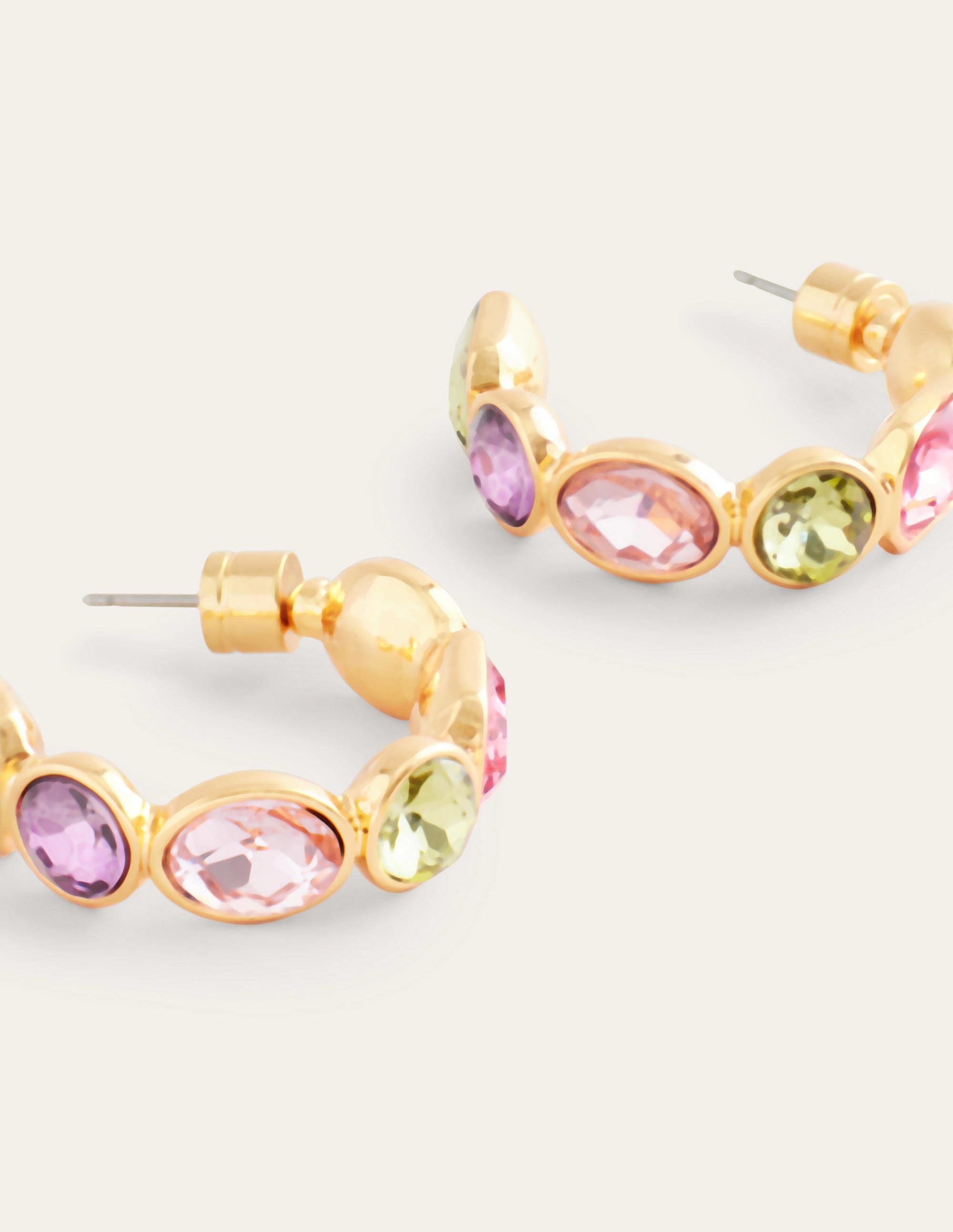 Jewelled Hoop Earrings-Pink Multi - Image 3