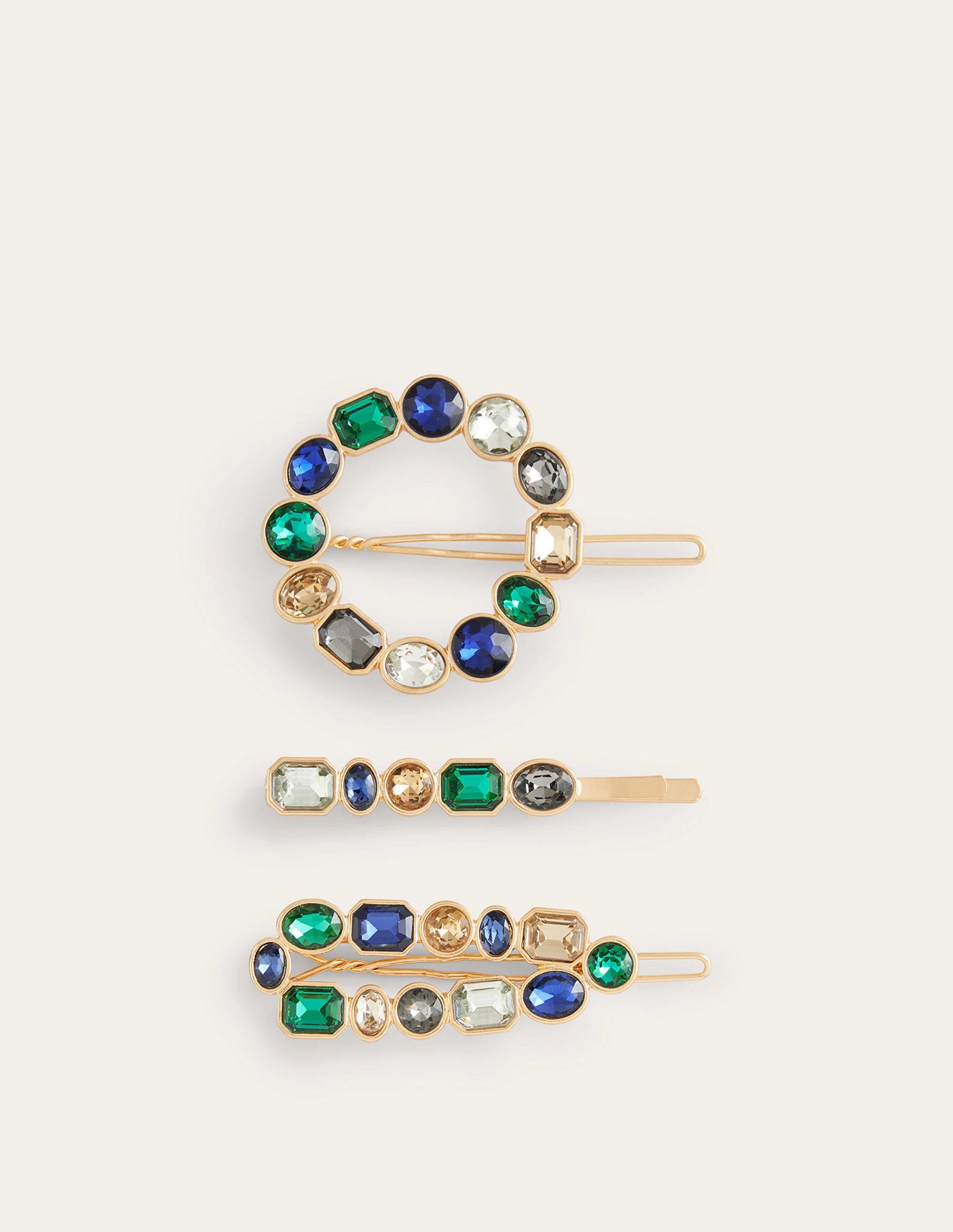 Jewelled Hair Slides-Multi Blue - Image 2