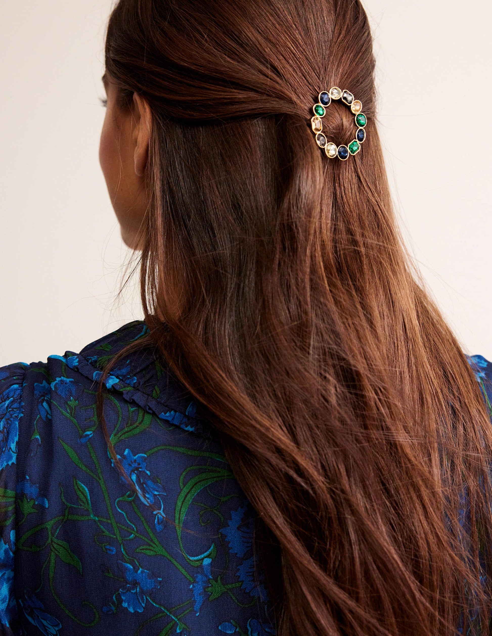 Jewelled Hair Slides-Multi Blue-1