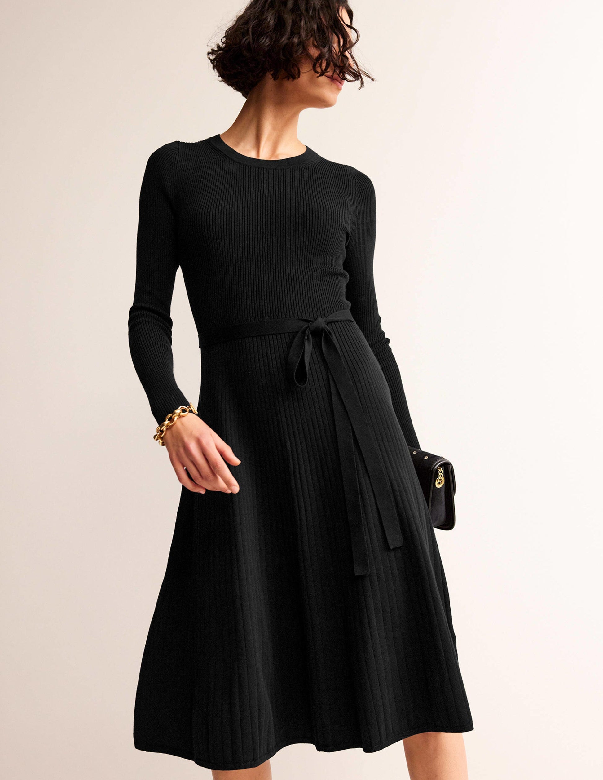 Lola Knitted Midi Dress-Black-2