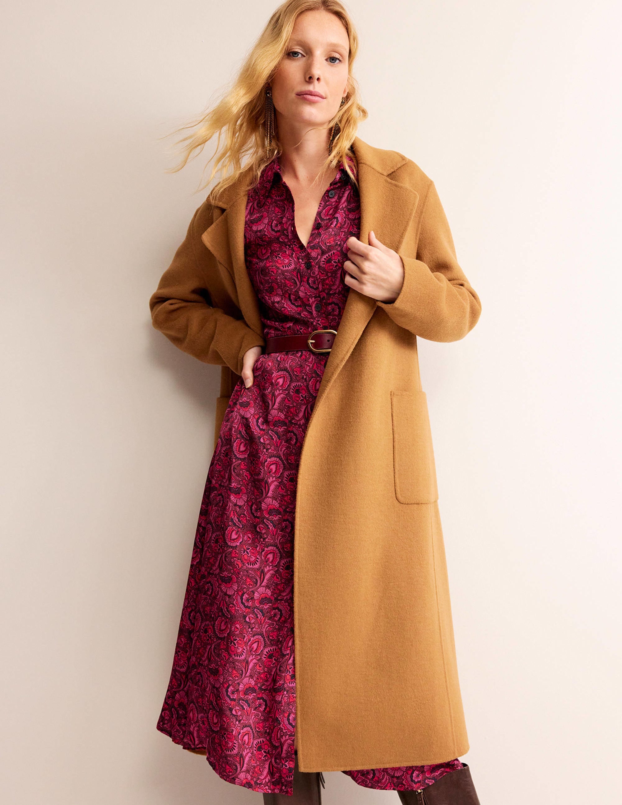 Kate Satin Shirt Dress-Burgundy Red, Florist - Image 4