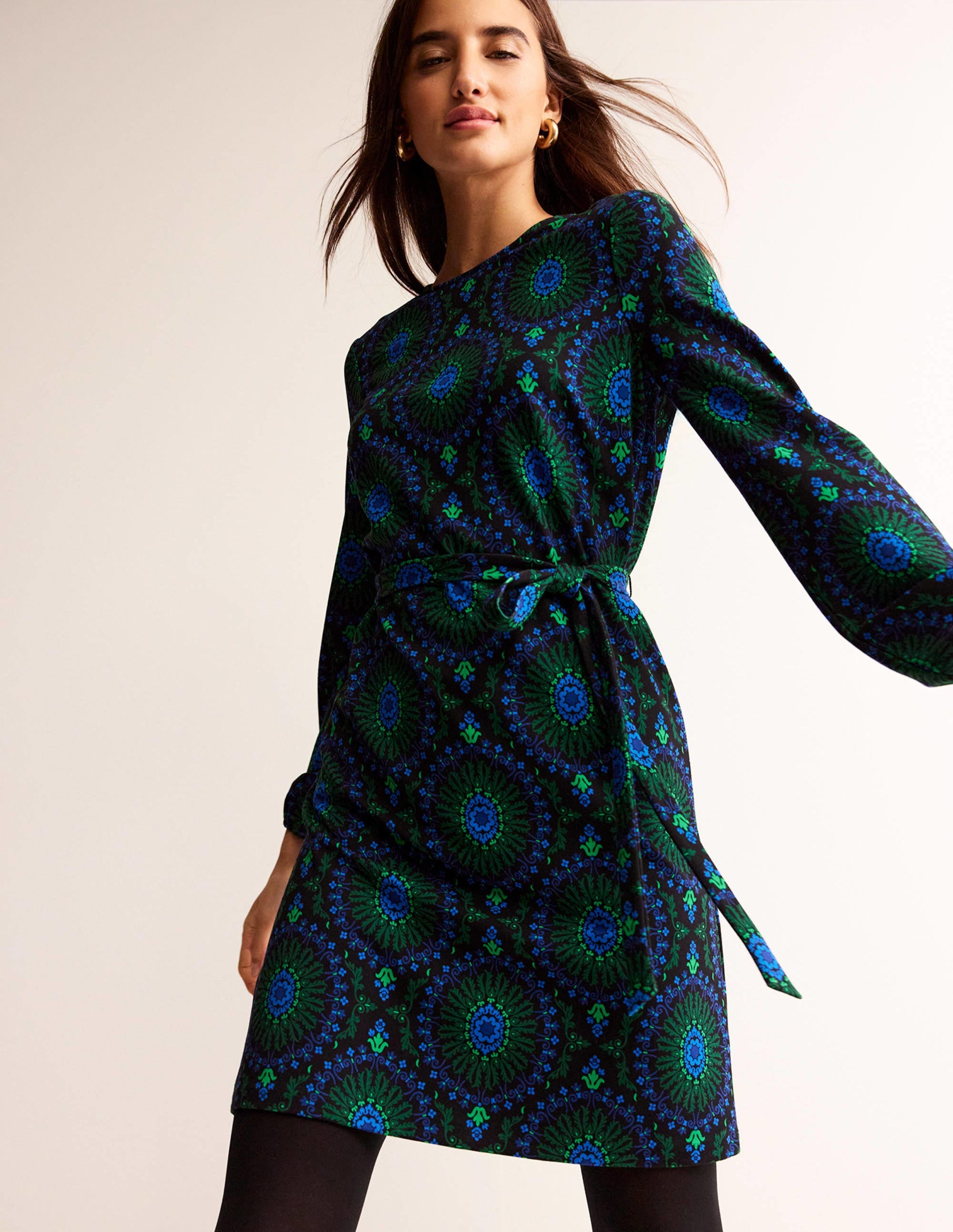 Violet Ponte Shift Dress-Black, Artizian Geo - Image 1