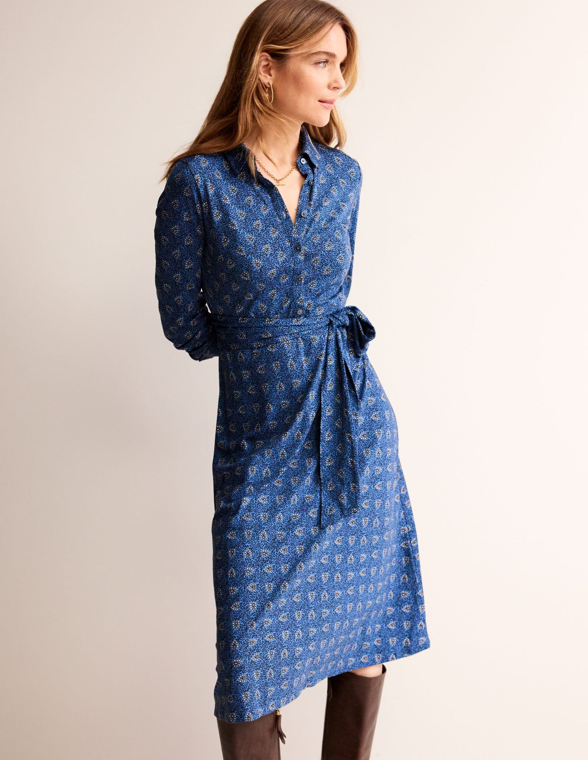 Laura Jersey Midi Shress-Azure, Celosia Bud-1