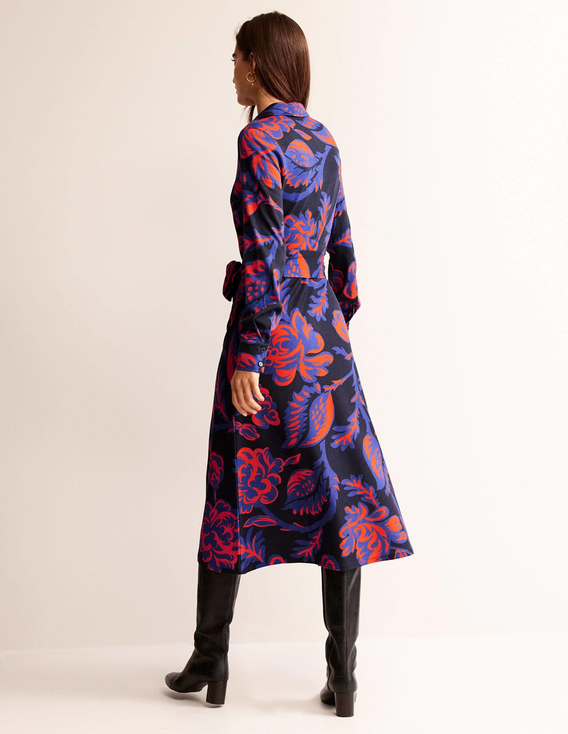 Laura Jersey Midi Shress-French Navy, Rose Blush-3