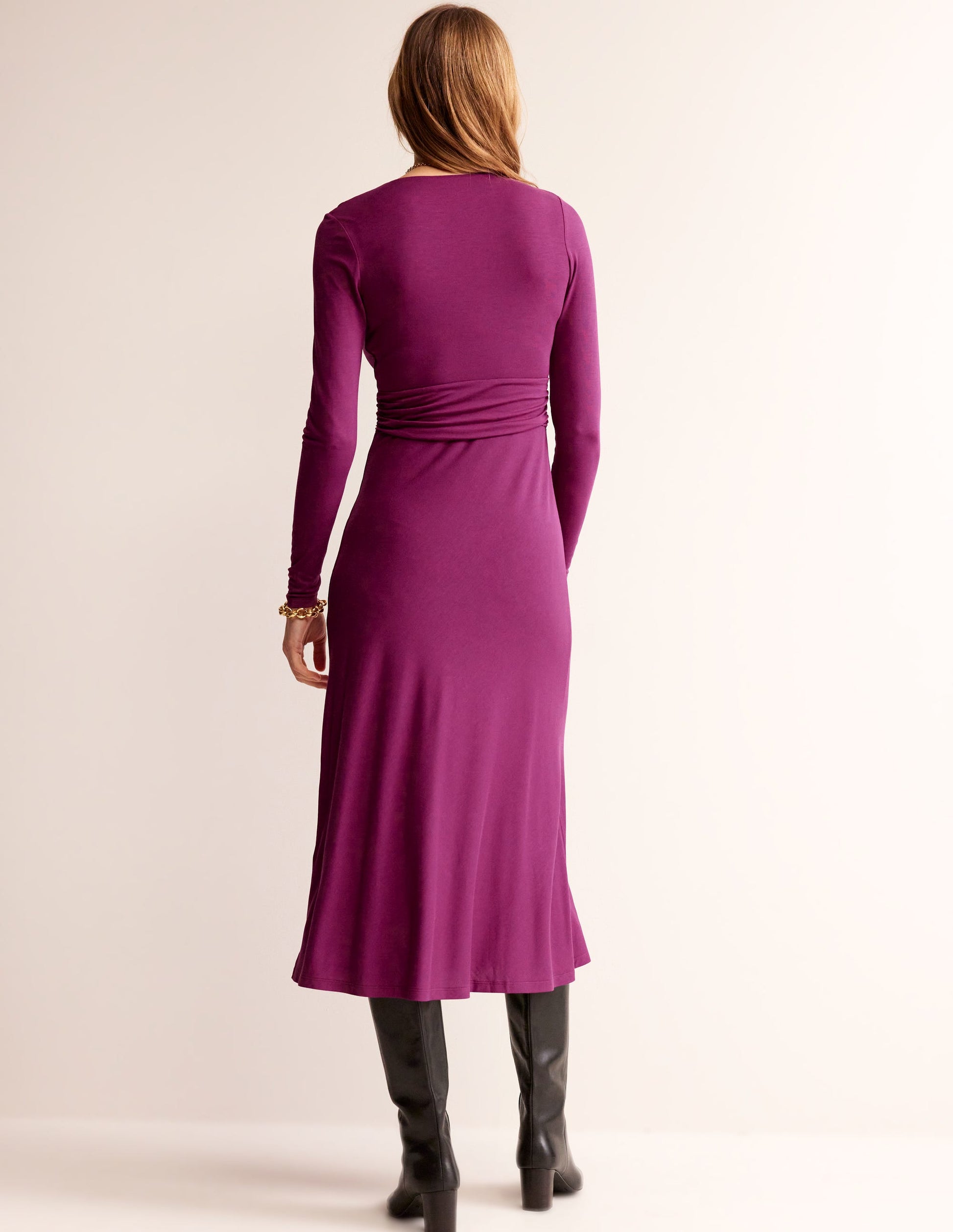 Elodie Empire Midi Dress-Damson Berry-3