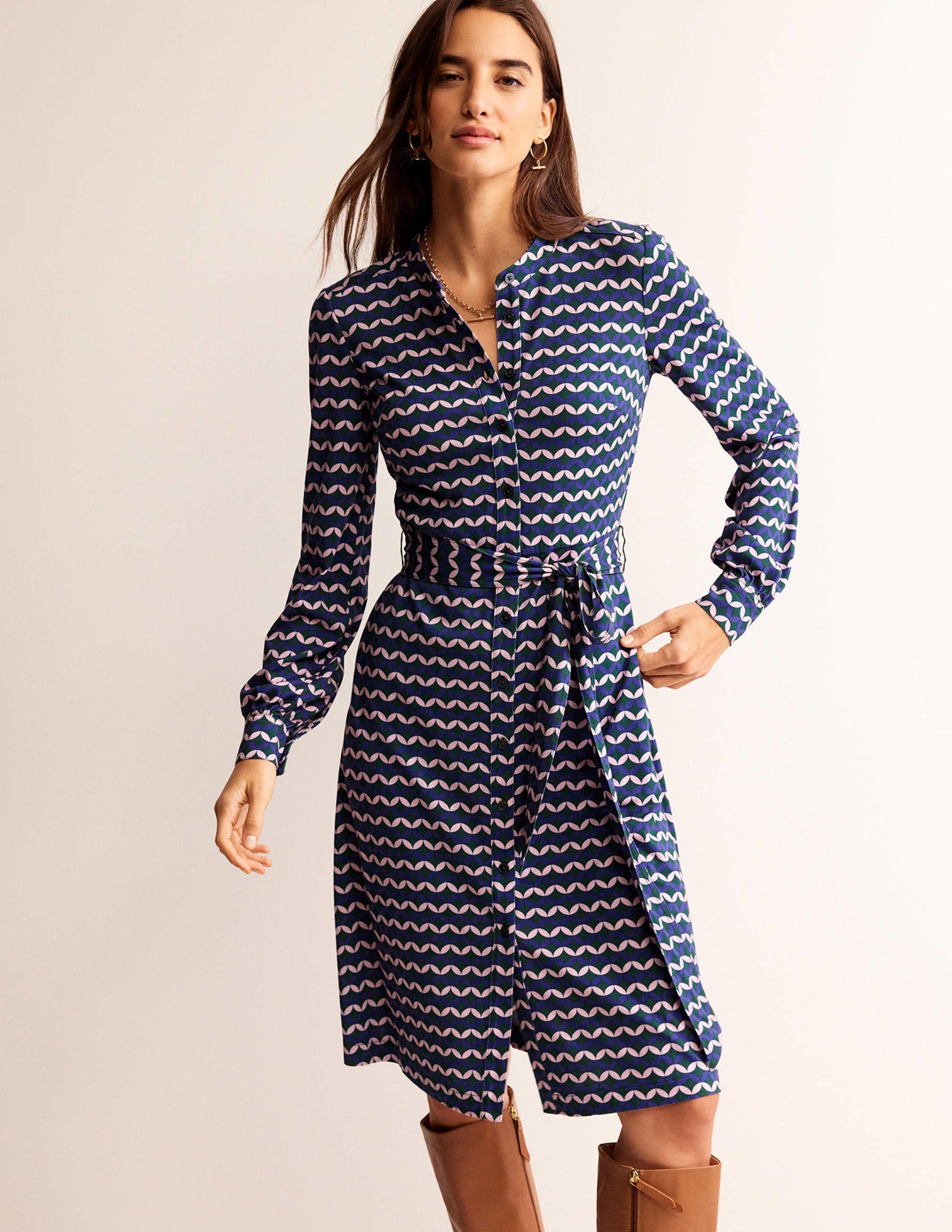 Julia Jersey Shirt Dress-Surf the Web, Diamond Terrace-1