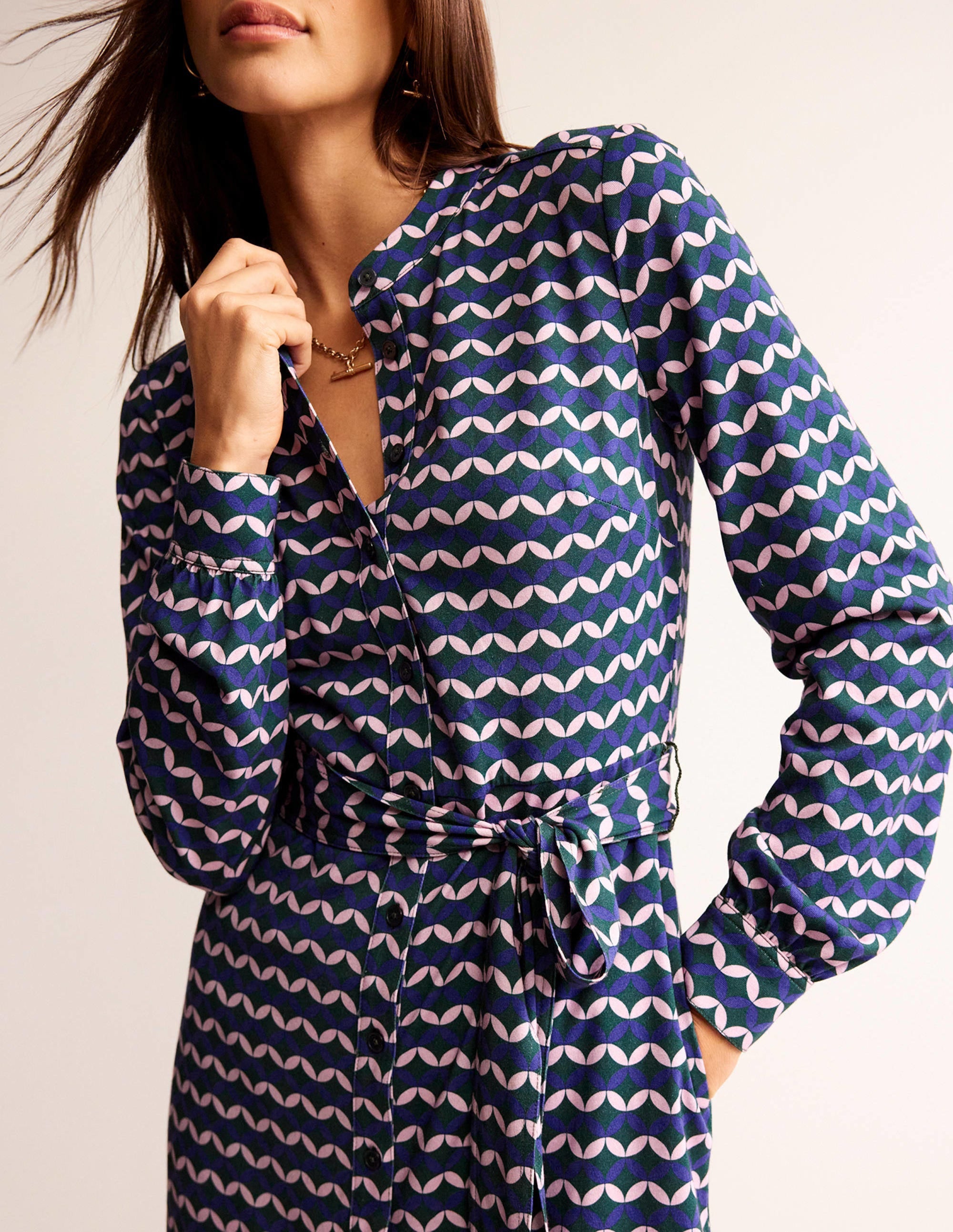 Julia Jersey Shirt Dress-Surf the Web, Diamond Terrace - Image 2