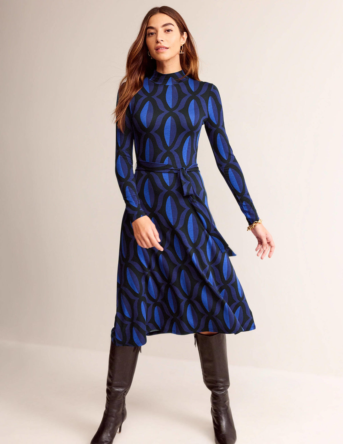 Alberta Jersey Midi Dress-Sapphire Blue, Geo Valley - Image 2