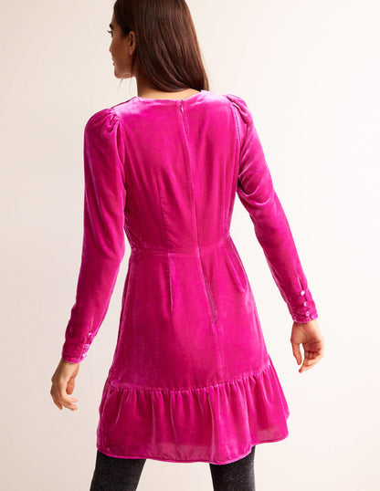 Velvet Short Dress-Vibrant Plum-3