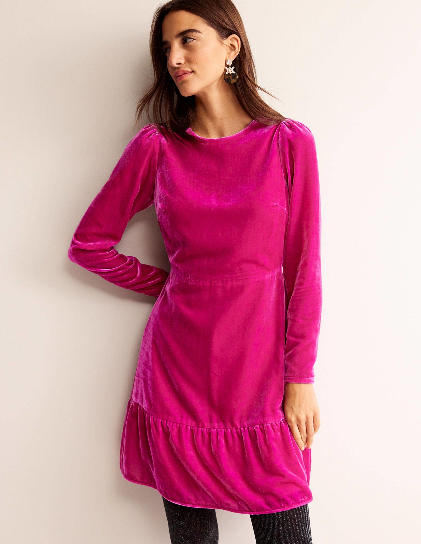 Velvet Short Dress-Vibrant Plum