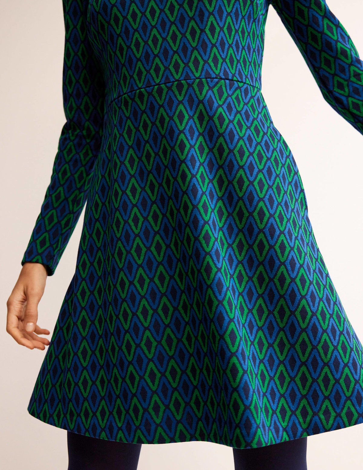 Jacquard A-Line Short Dress-Atlantic, Azure Jacquard - Image 2