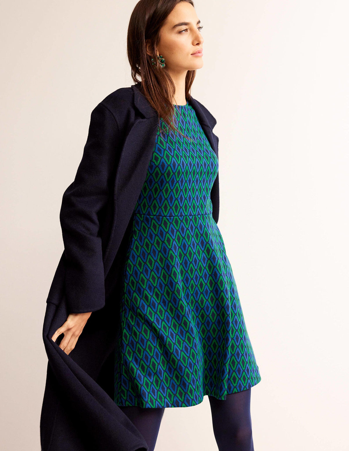 Jacquard A-Line Short Dress-Atlantic, Azure Jacquard-4