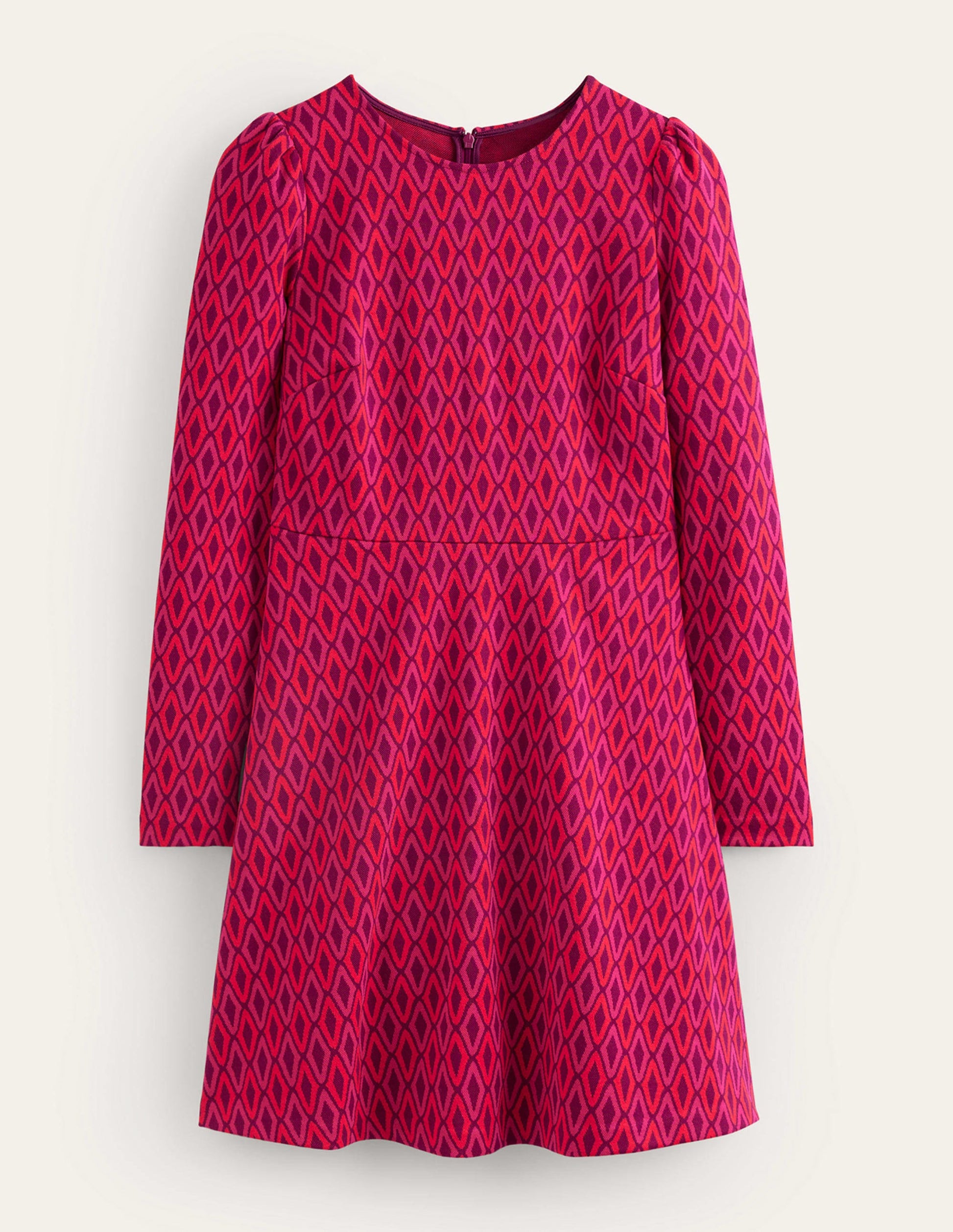 Jacquard A-Line Short Dress-Vibrant Pink, Azure Jacquard-5