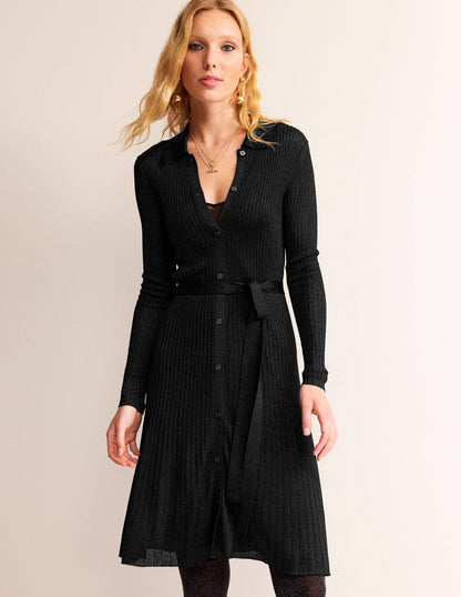 Faye Sparkle Knitted Dress-Black-1