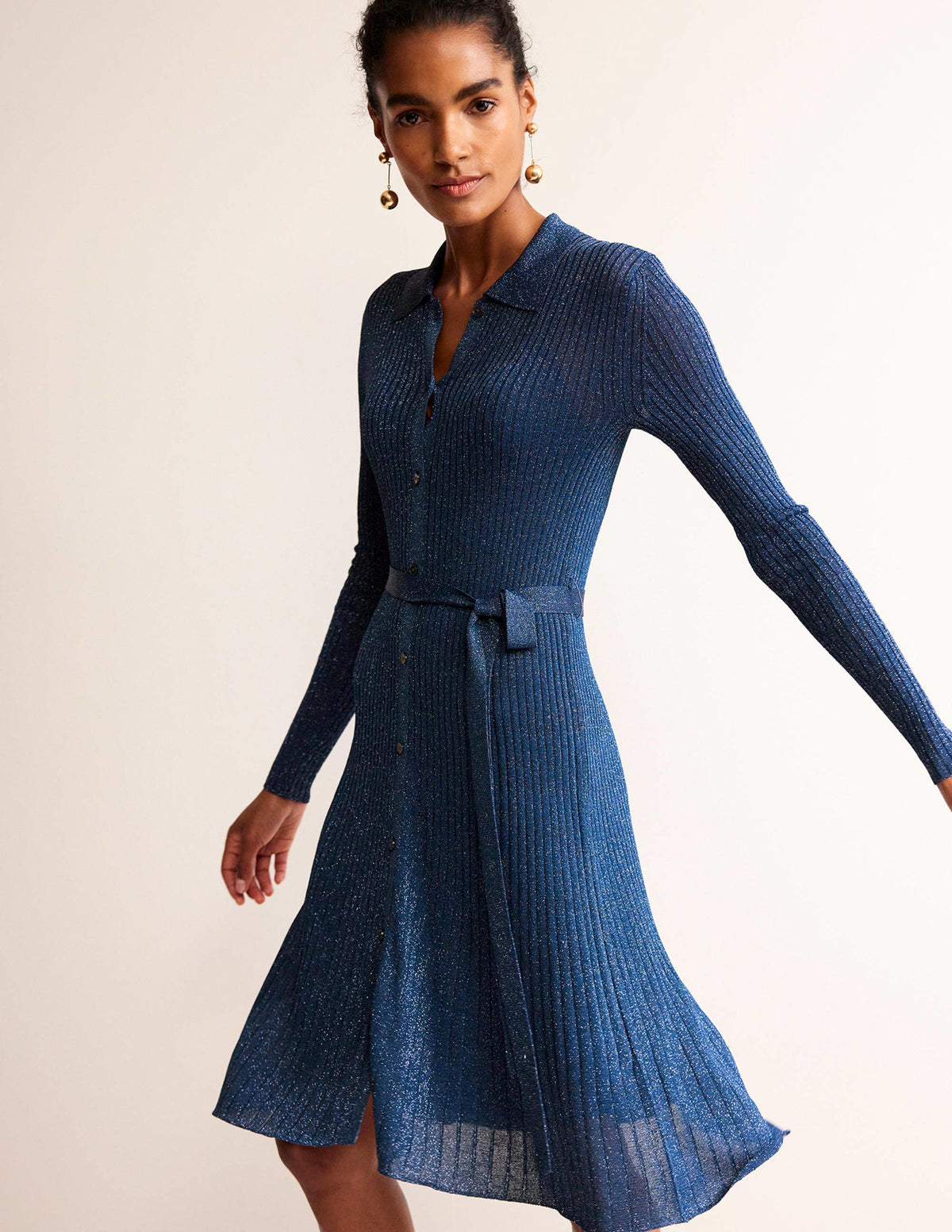 Faye Sparkle Knitted Dress-Atlantic Blue-1