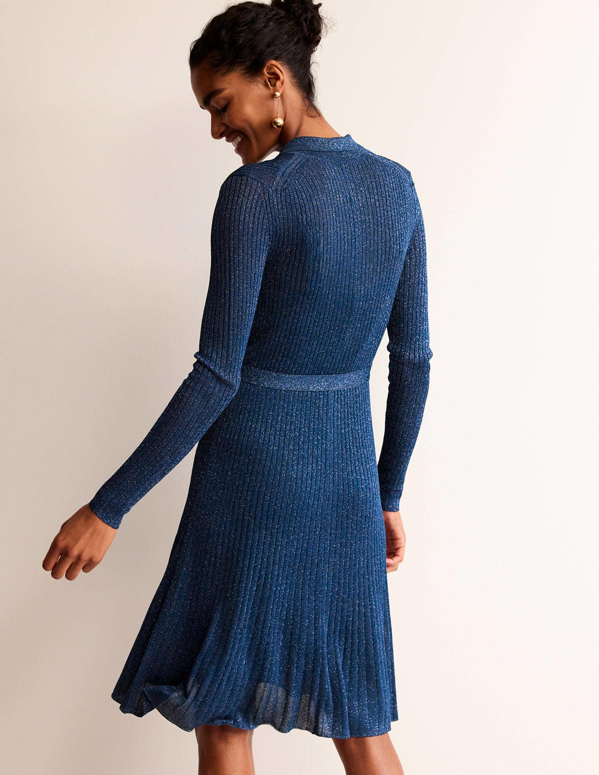 Faye Sparkle Knitted Dress-Atlantic Blue - Image 3