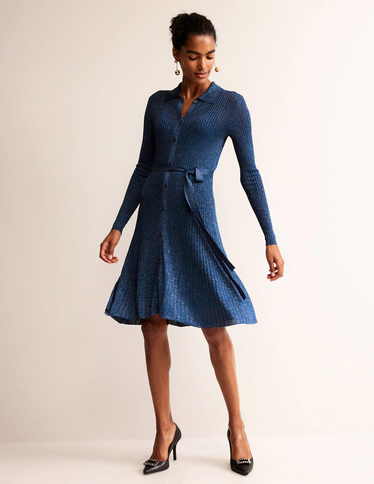Faye Sparkle Knitted Dress-Atlantic Blue-4