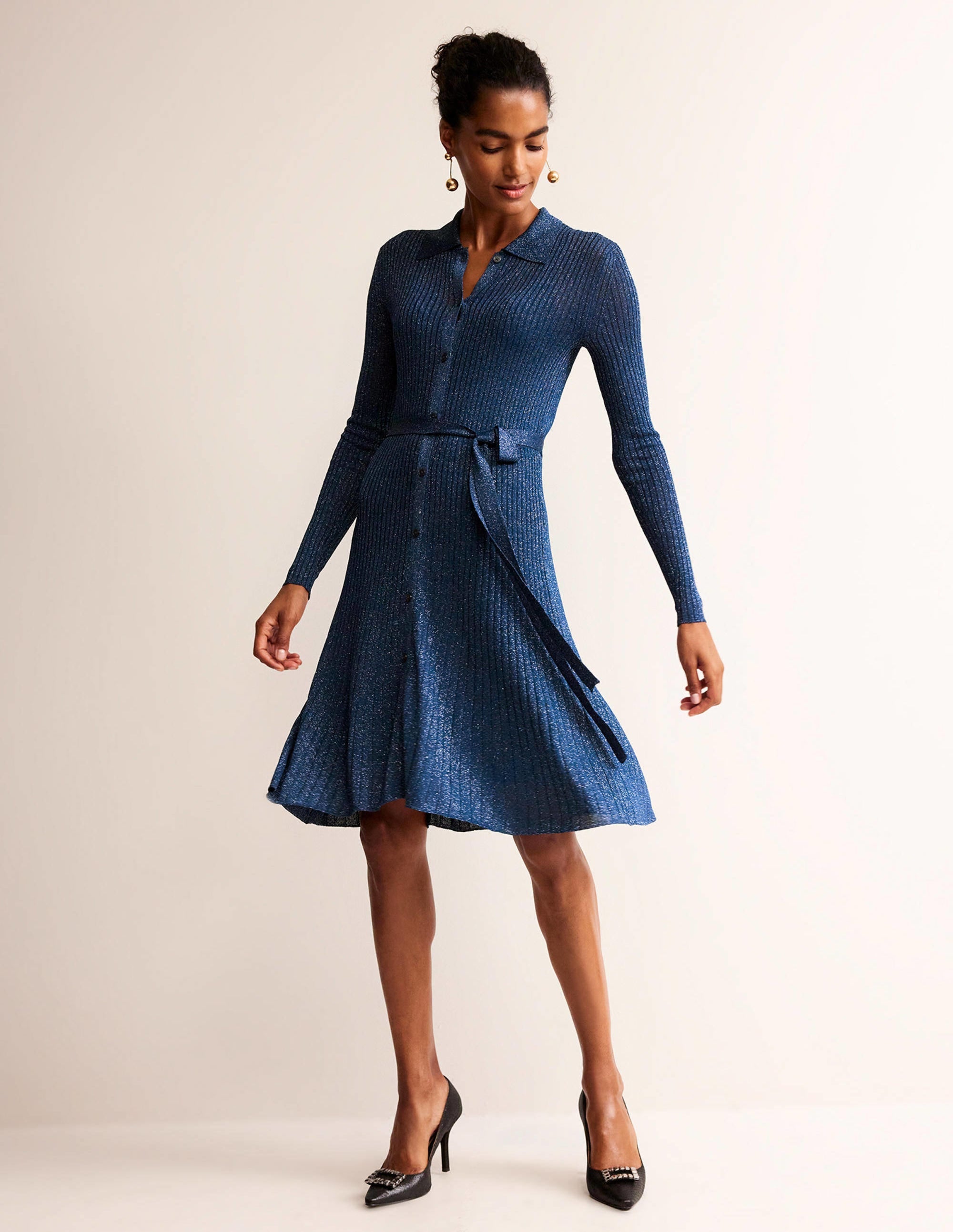 Faye Sparkle Knitted Dress-Atlantic Blue - Image 4