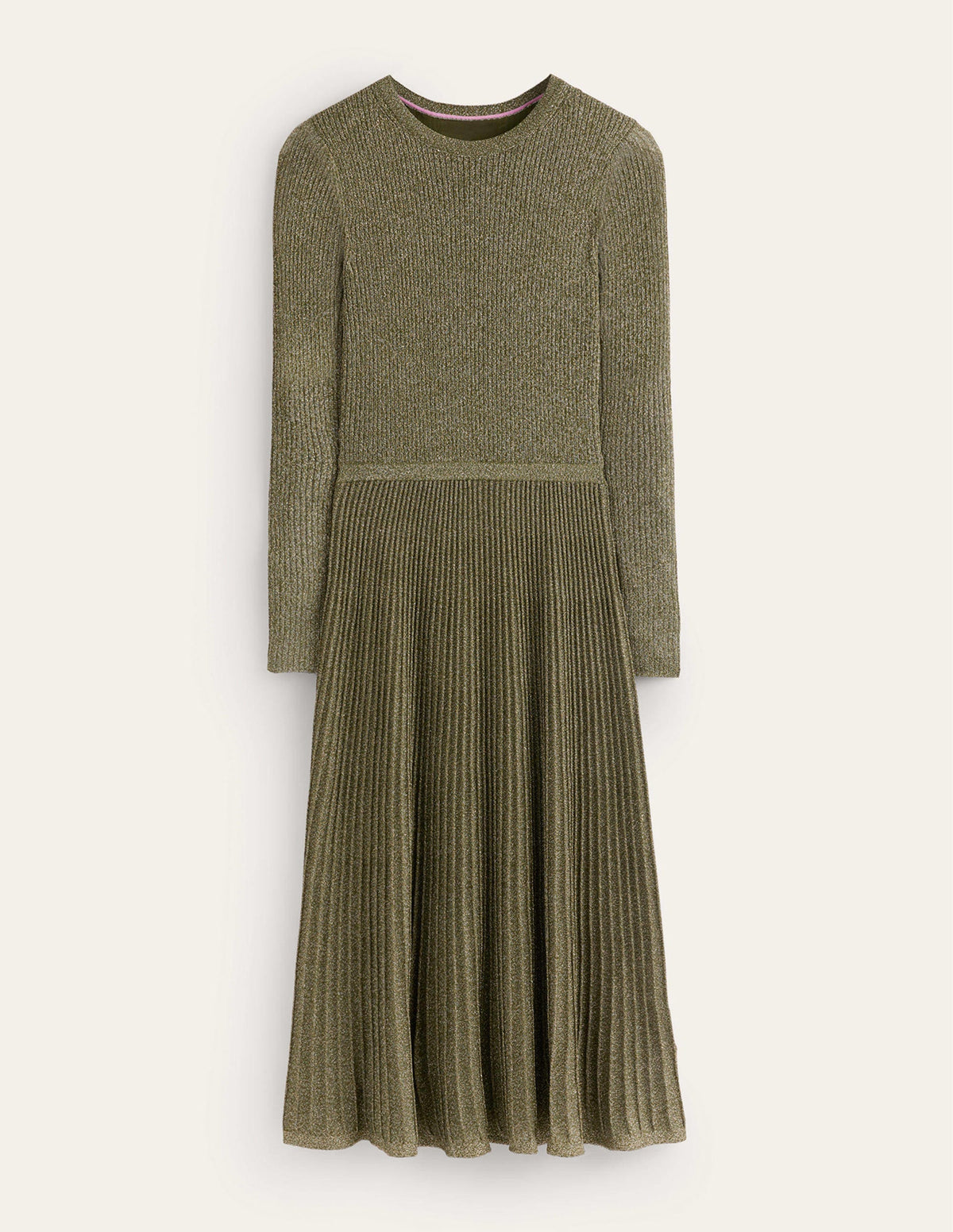 Ribbed Metallic Dress-Gold-5