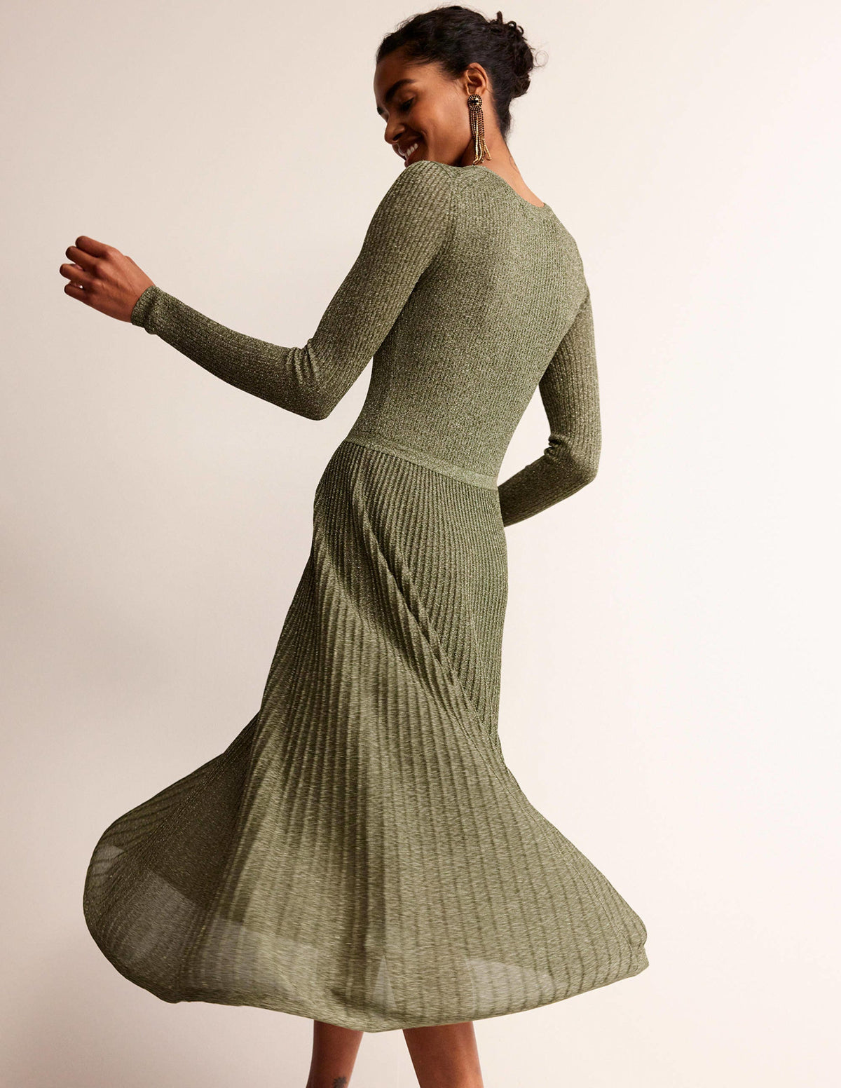 Ribbed Metallic Dress-Gold - Image 1