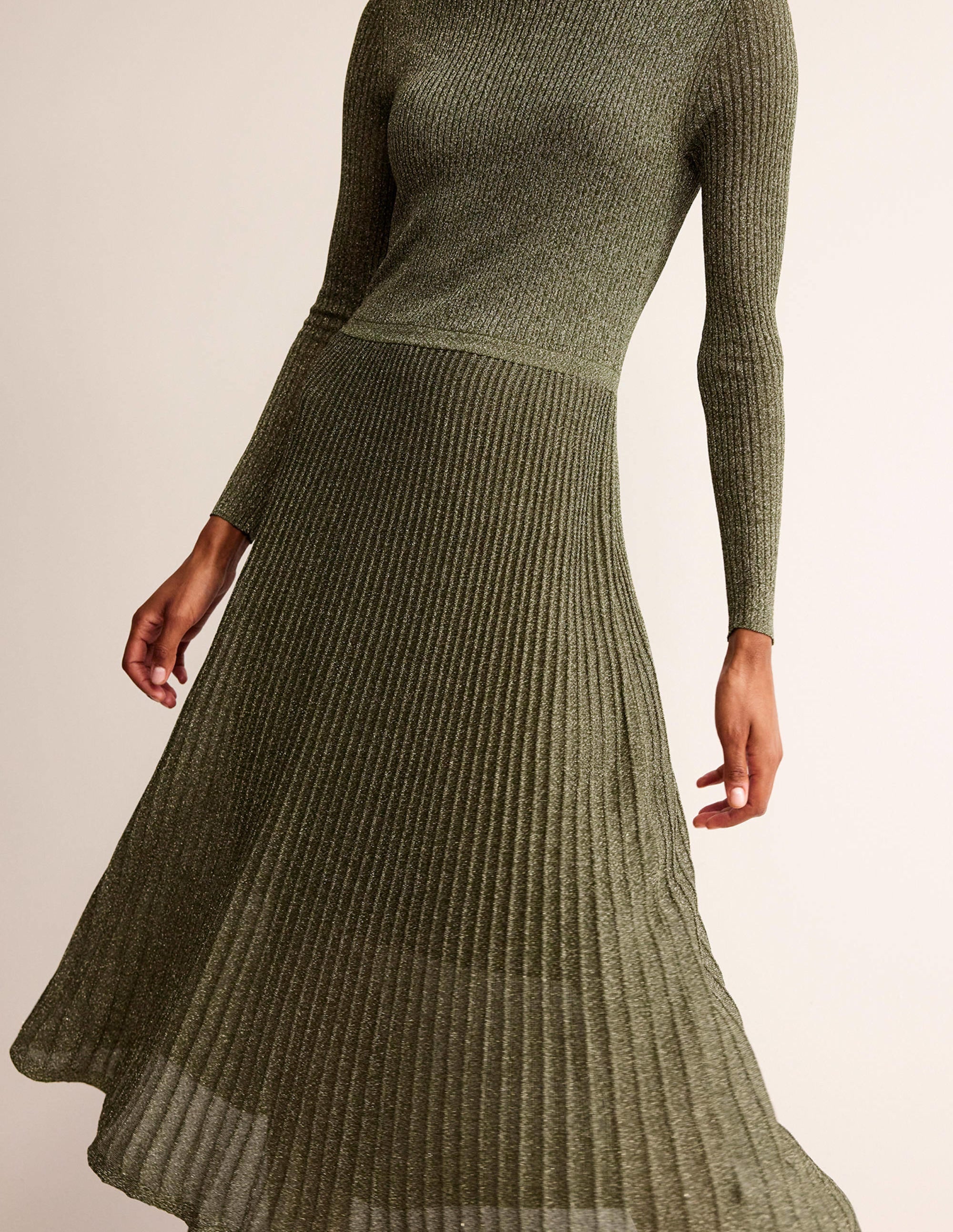 Ribbed Metallic Dress-Gold - Image 3