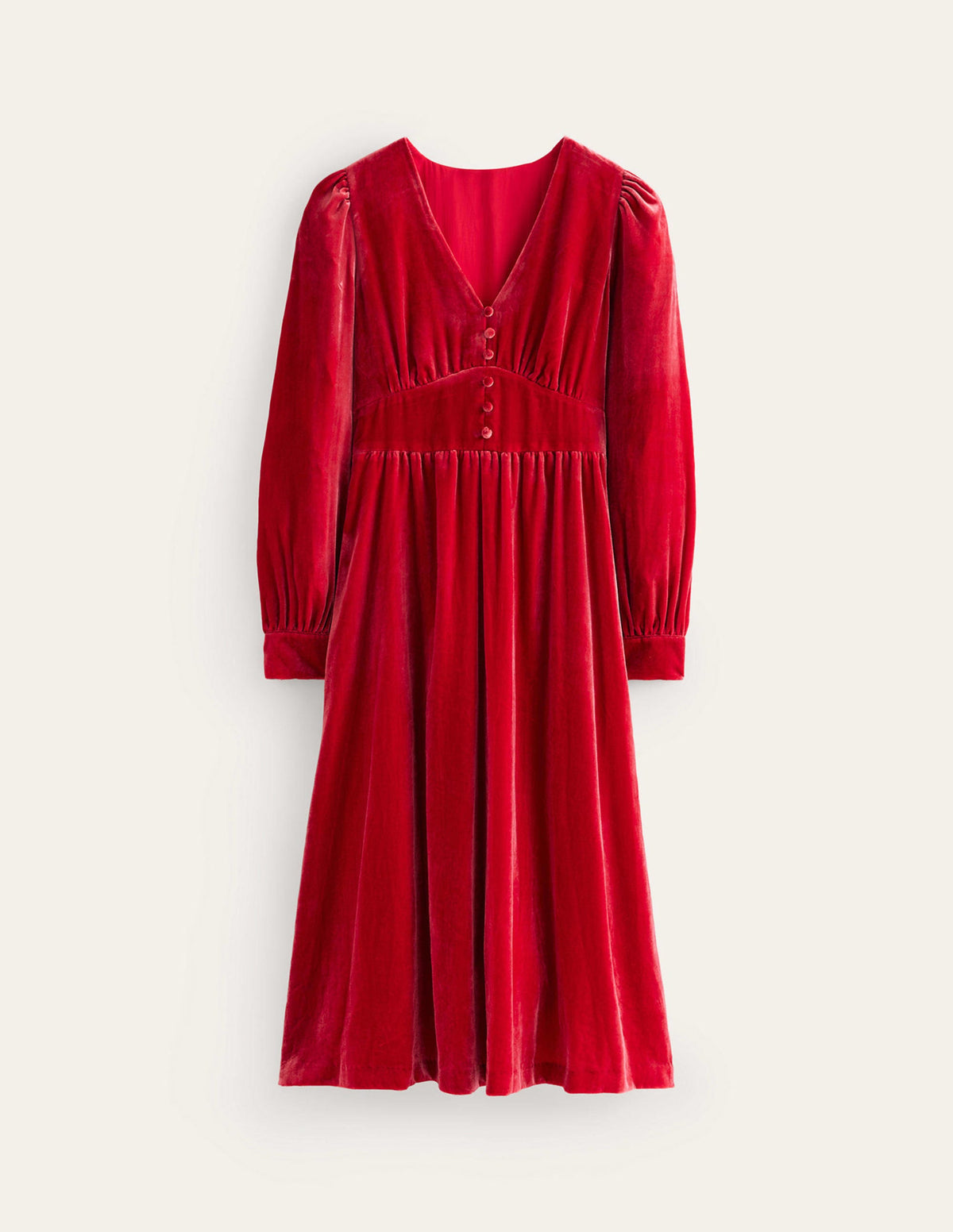 Elise Velvet Midi Dress-Red-6