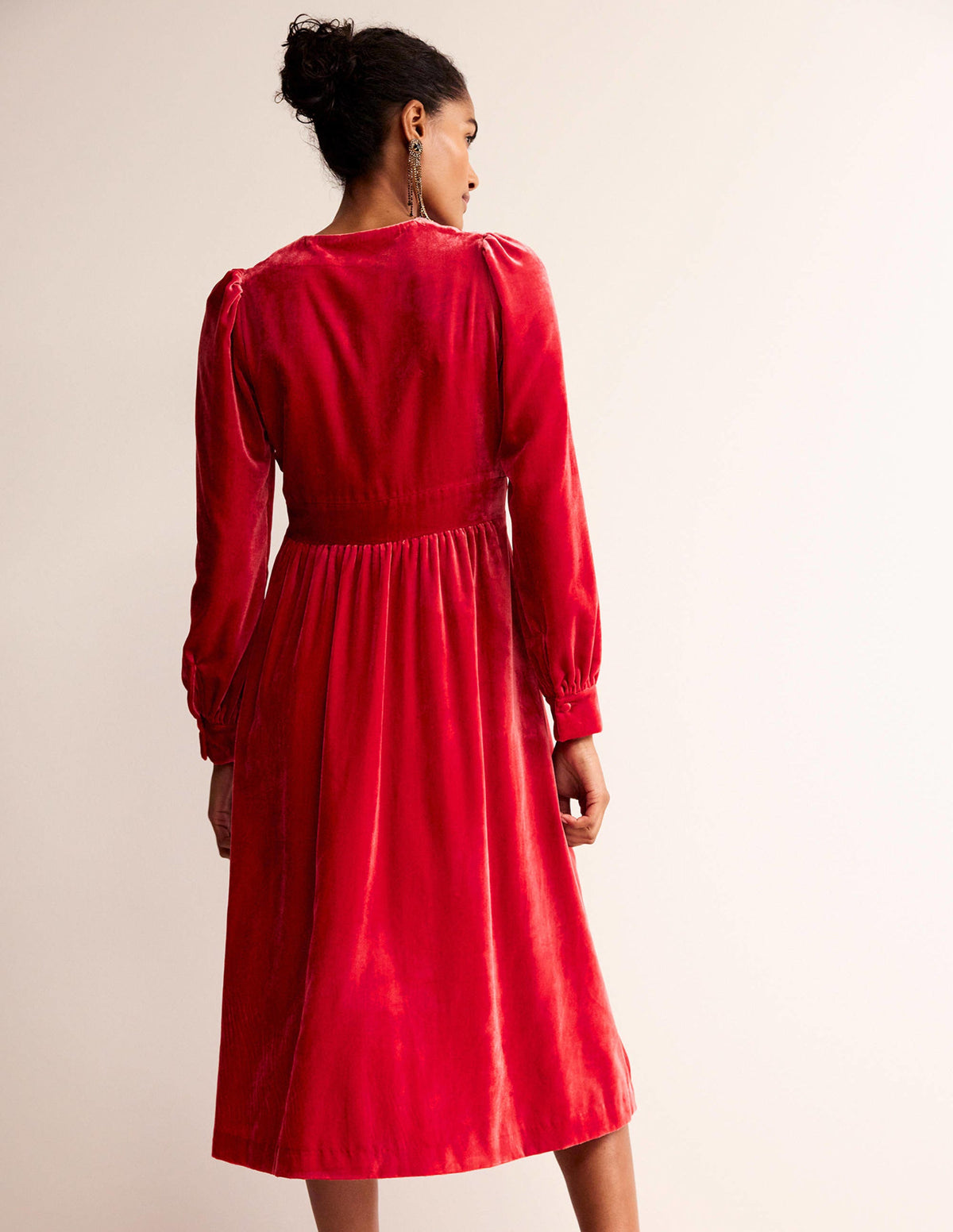 Elise Velvet Midi Dress-Red-3