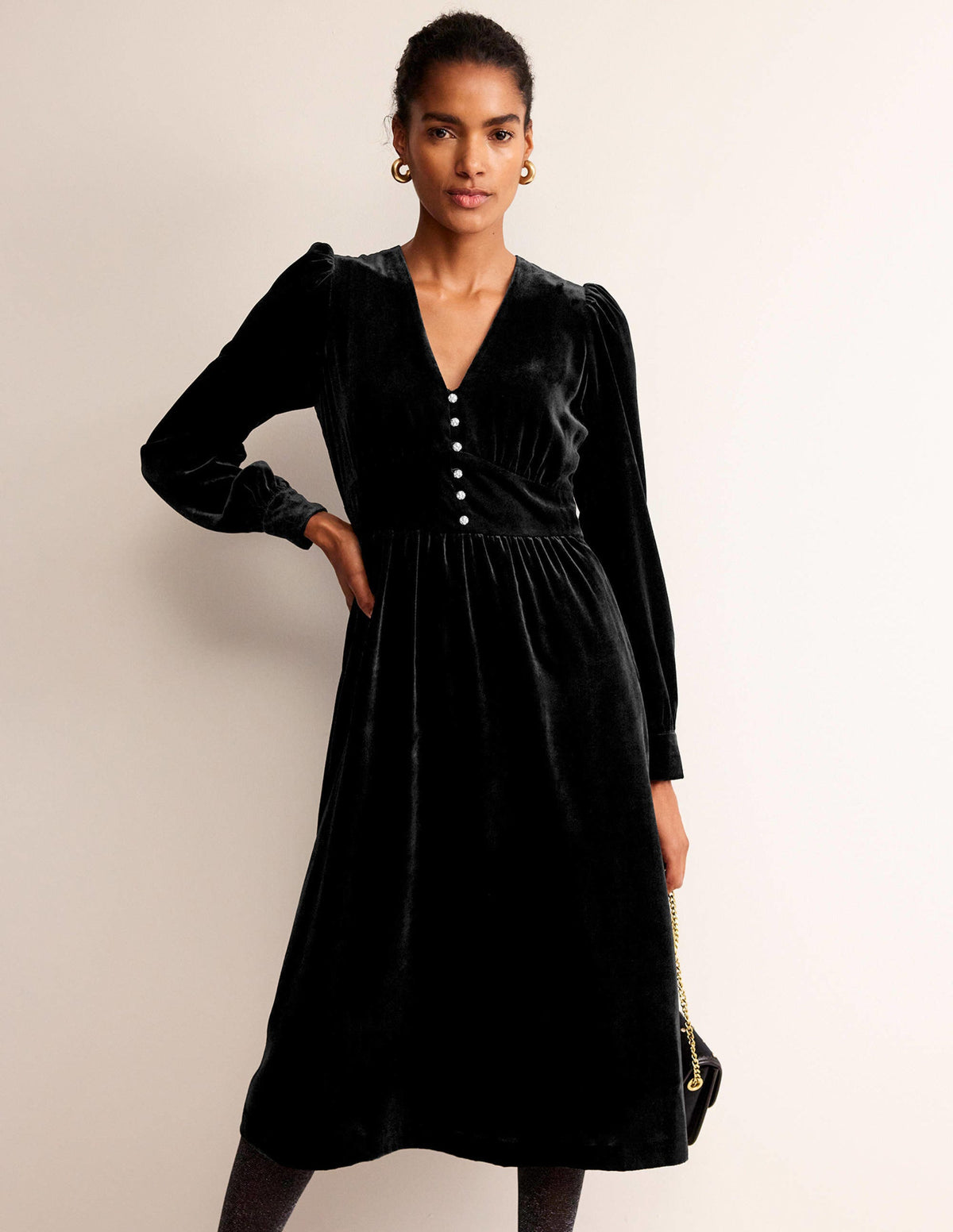 Elise Velvet Jewel Midi Dress-Black - Image 1